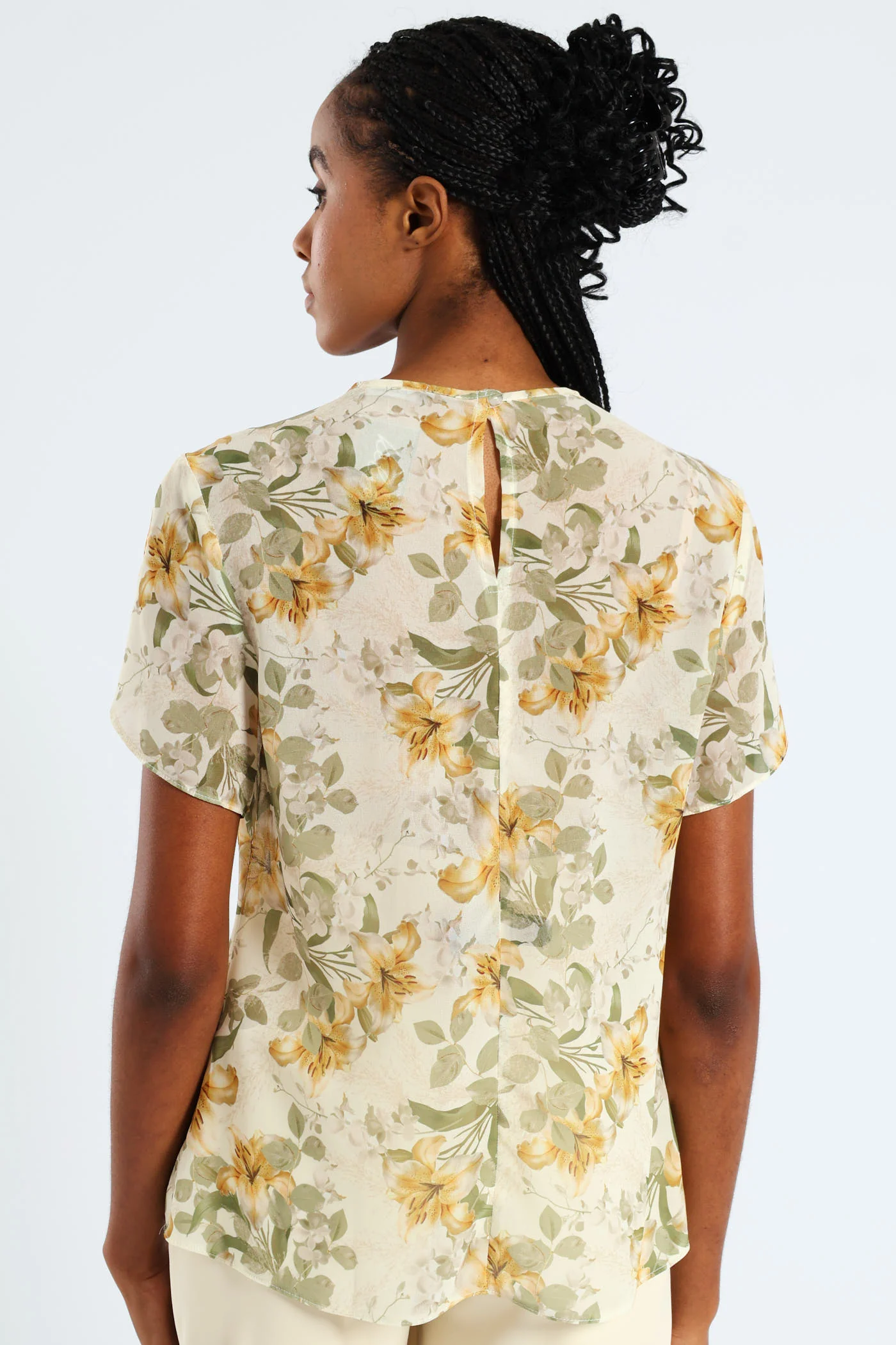 Pleat Neck Blouse - Cream - Image 4