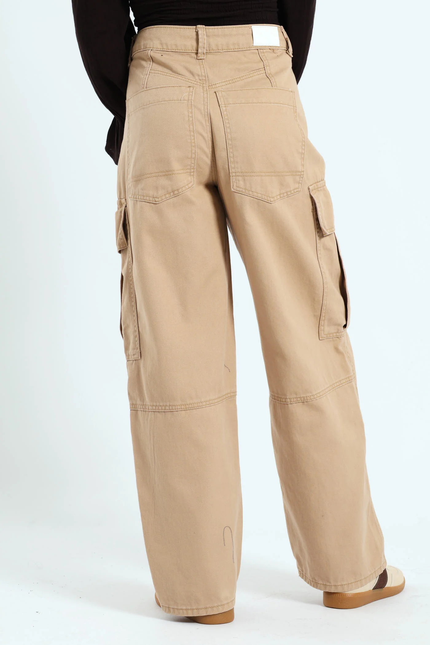 Pleated Barrel Cargo Pants - Stone - Image 3