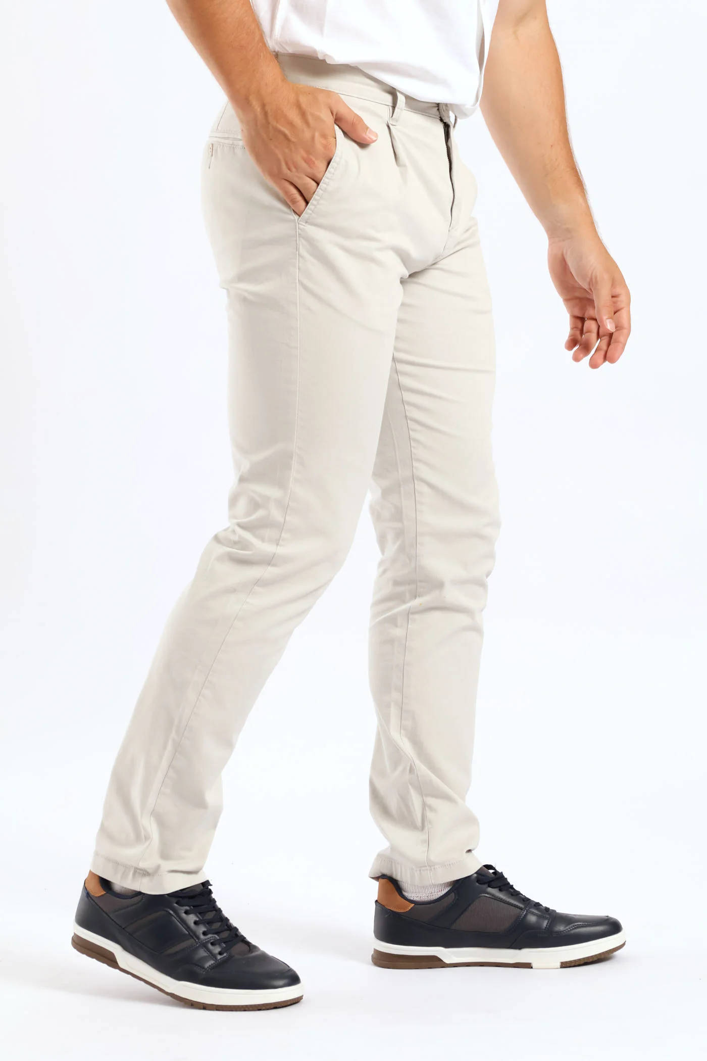 Pleated Chino - Light Stone - Image 4