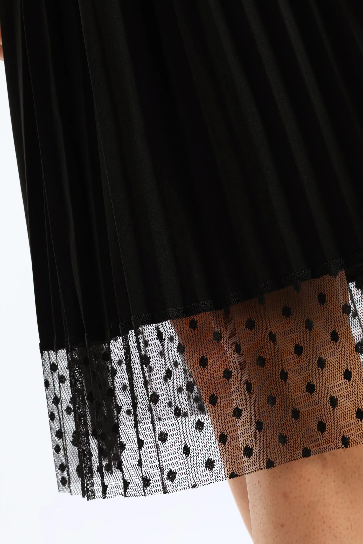Pleated Combo Midi Skirt - Black - Image 2