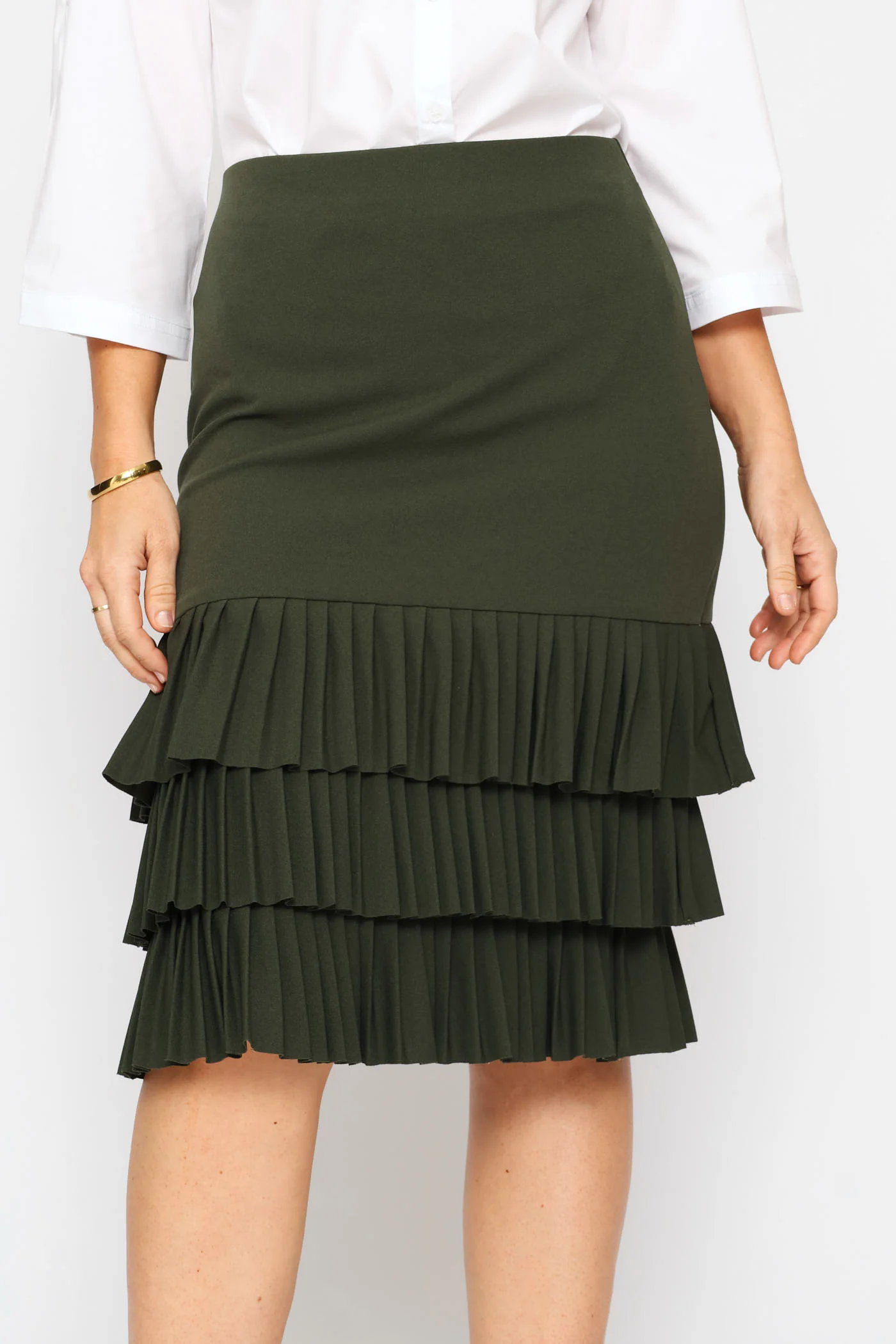 Pleated Hem Frill Bottom Skirt - Fatigue - Image 2