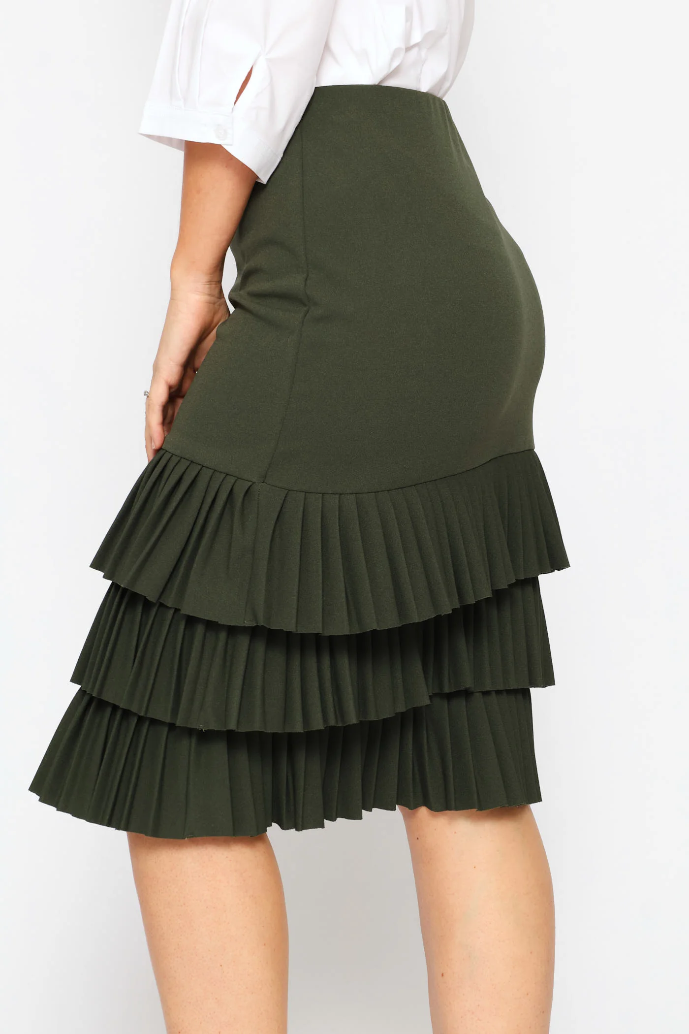 Pleated Hem Frill Bottom Skirt - Fatigue - Image 4