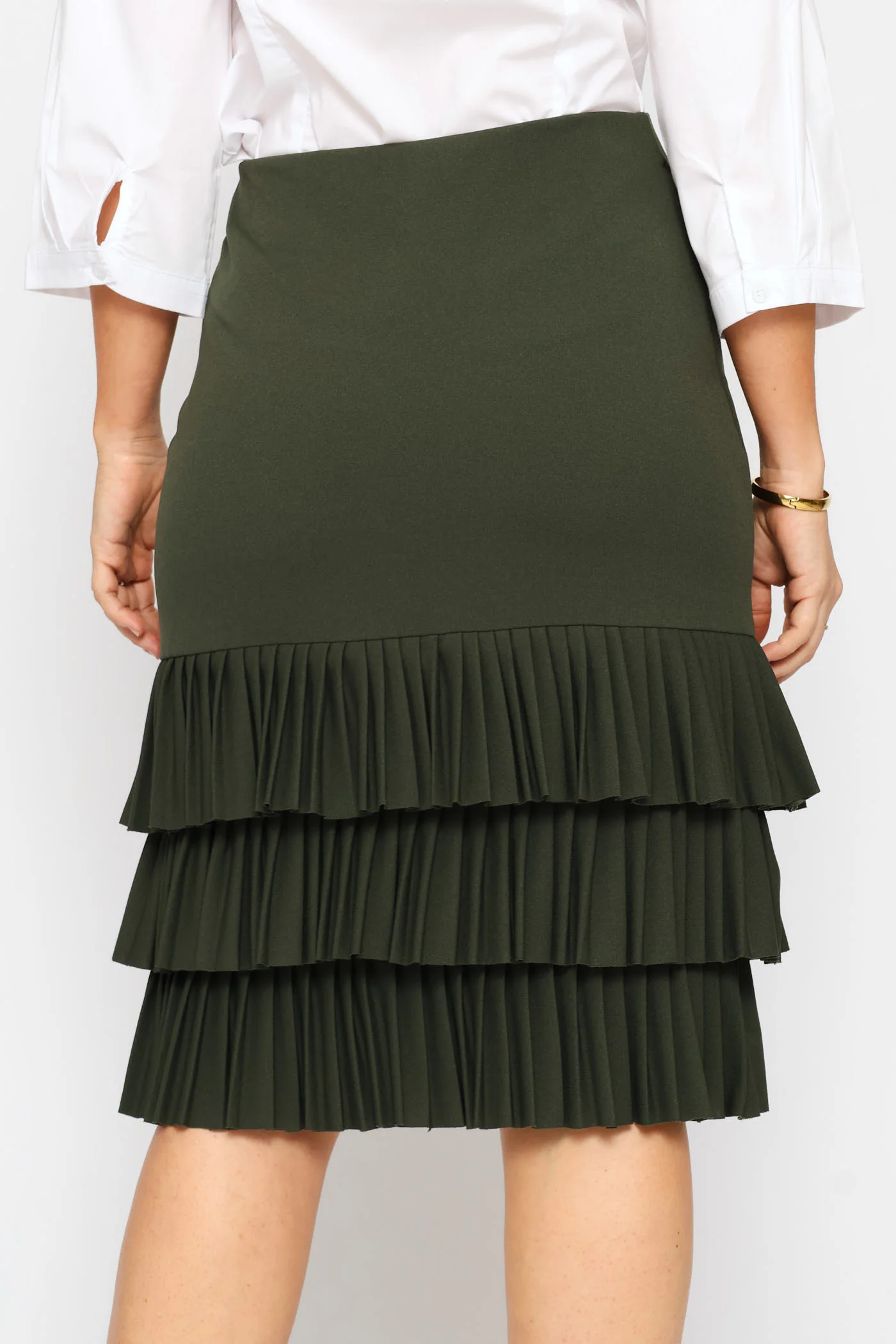 Pleated Hem Frill Bottom Skirt - Fatigue - Image 5