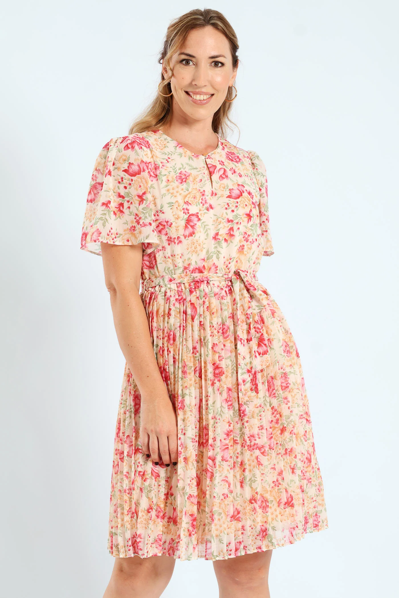 Pleated Keyhole Tea Dress - Image 4