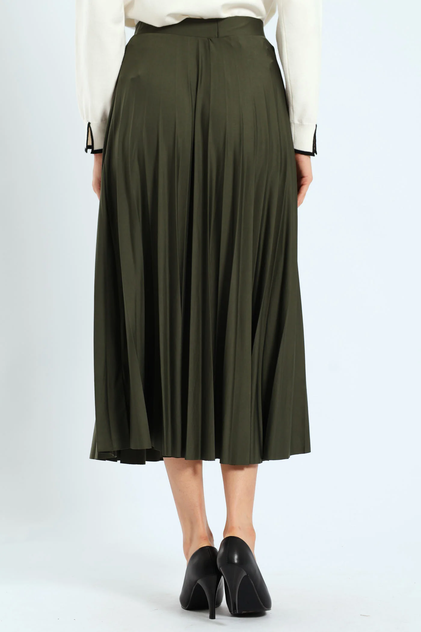 Pleated Midi Skirt - Dark Fatigue - Image 2