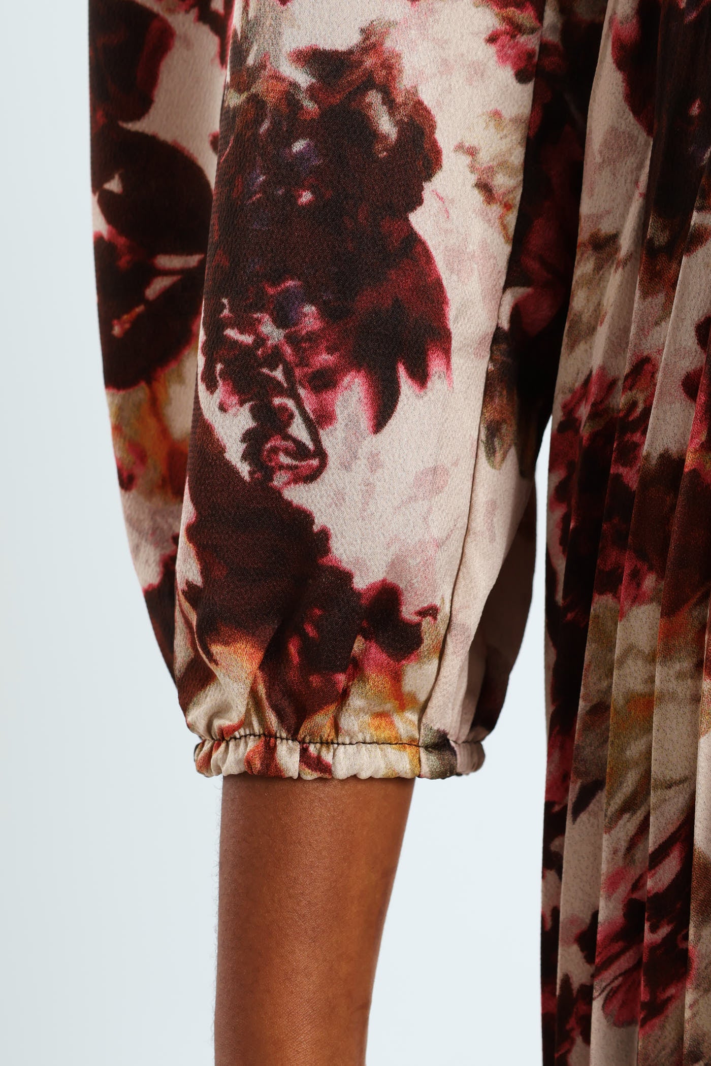 Pleated Satin Belted Wrap Maxi Dress - Cream - Image 5