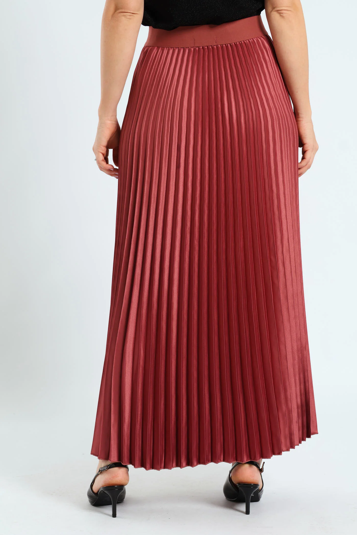 Pleated Satin Maxi Skirt - Deco Rose - Image 5