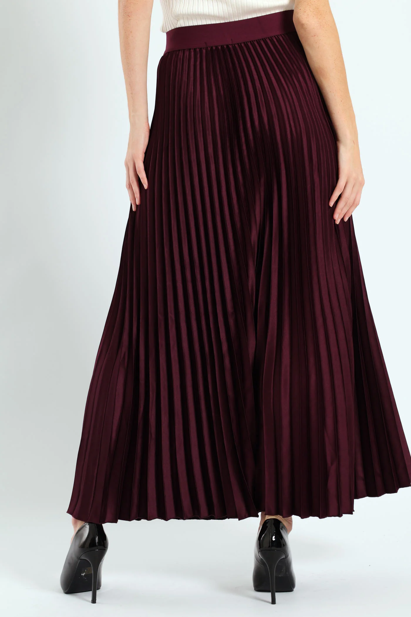 Pleated Satin Maxi Skirt - Purple - Image 5