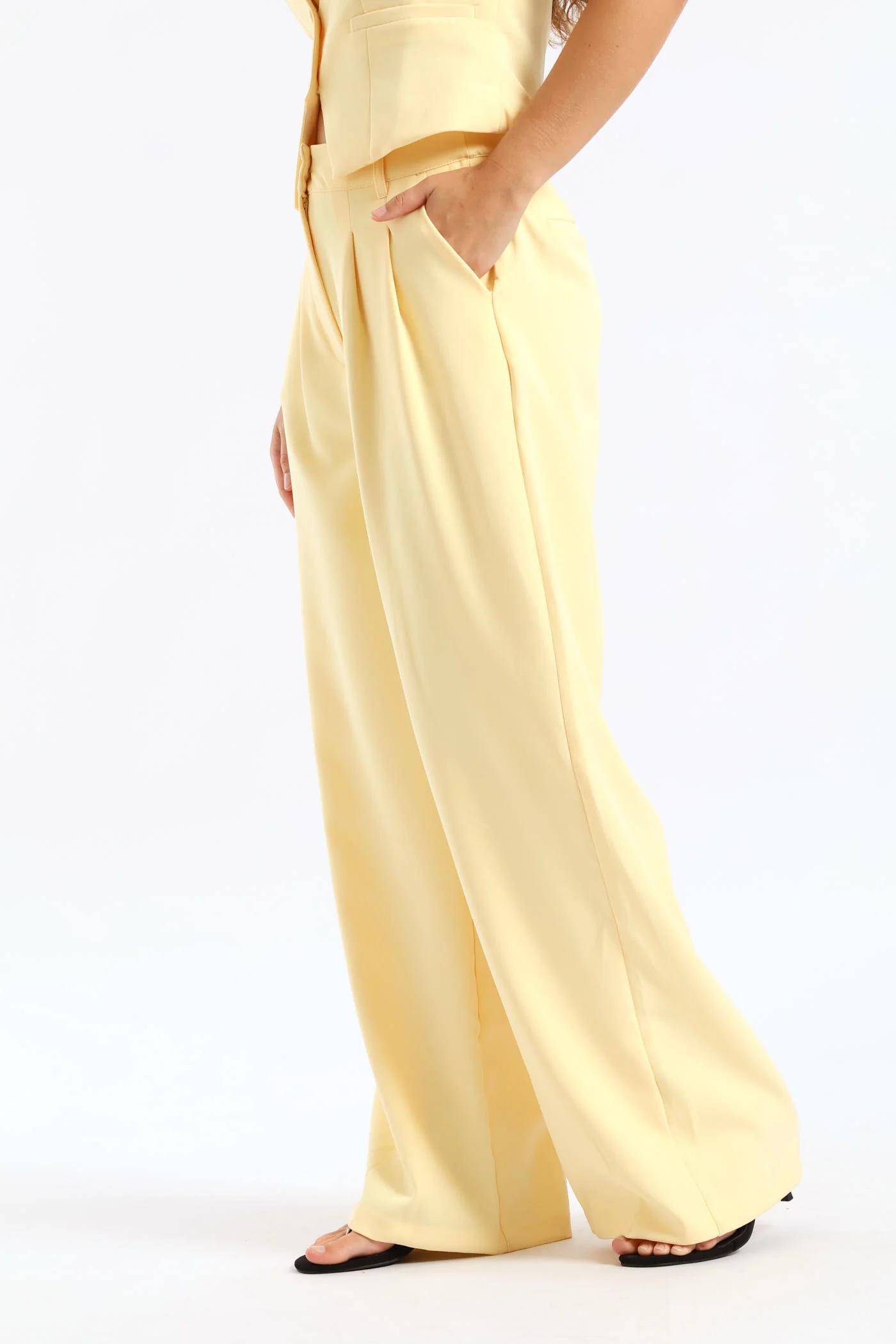 Pleated Trouser - Pastel Yellow - Image 3