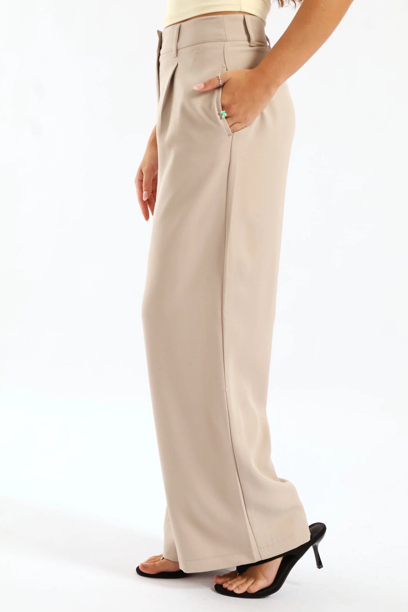 Pleated Trouser - Stone - Image 4