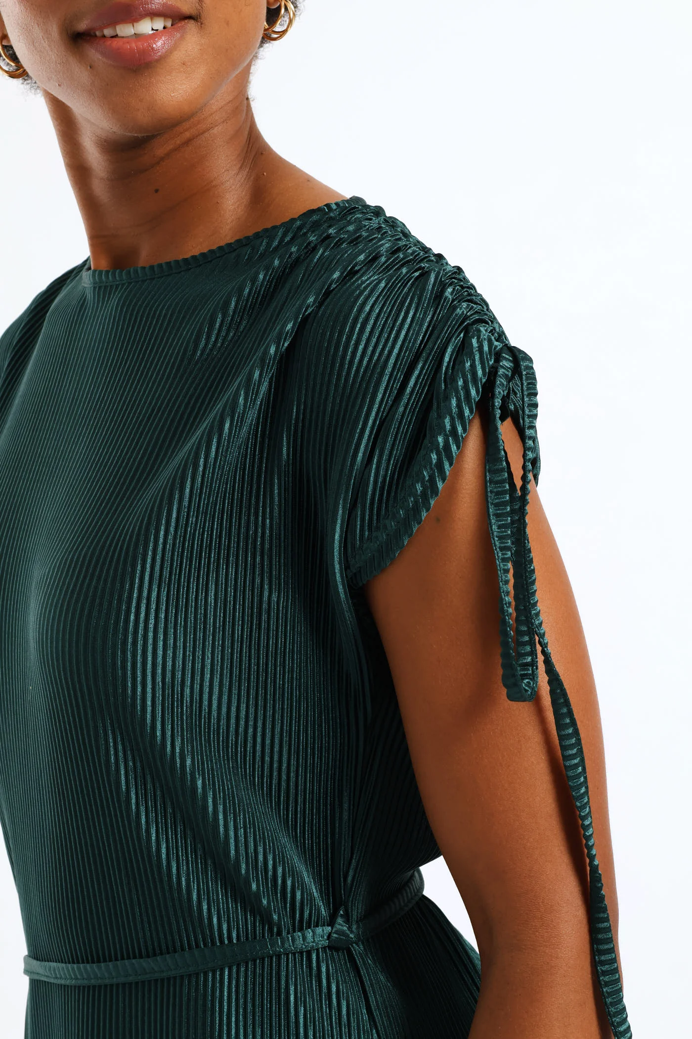 Plisse Midi Dress - Emerald - Image 2