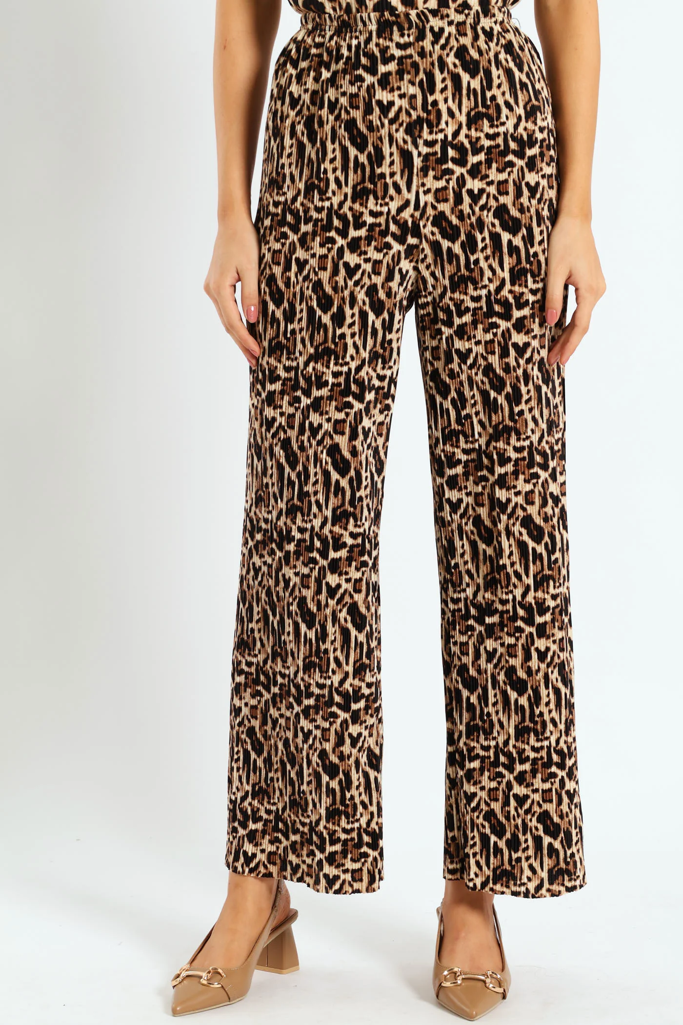 Plisse Wideleg Pant - Animal - Image 2