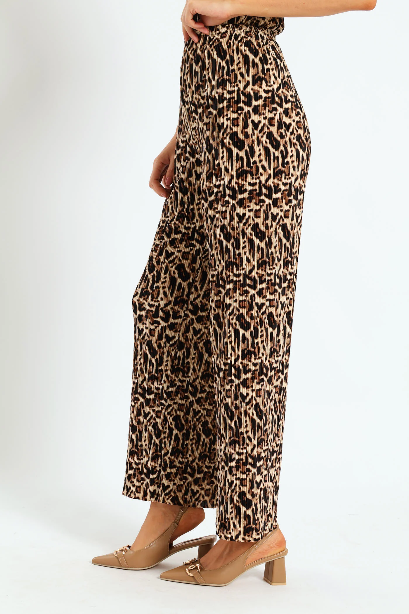 Plisse Wideleg Pant - Animal - Image 3