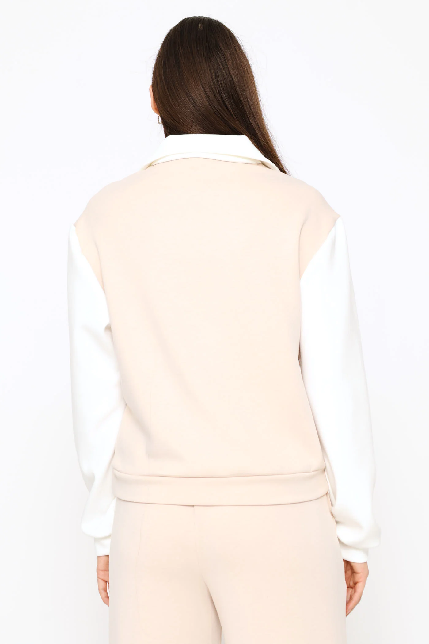 Plush Quarter Zip Pullover - Stone/White - Image 4