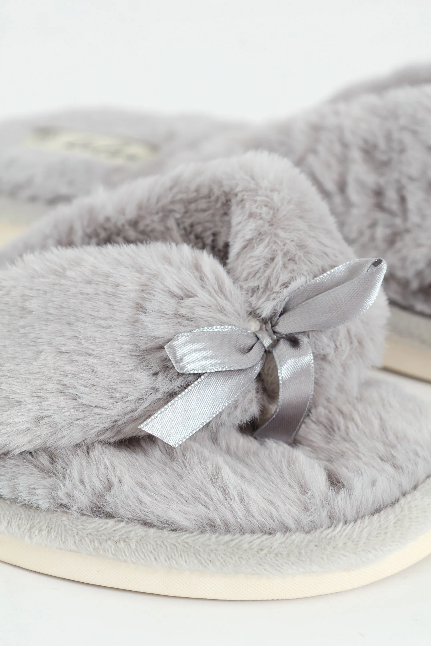Plush Thong Slipper - Light Grey - Image 2