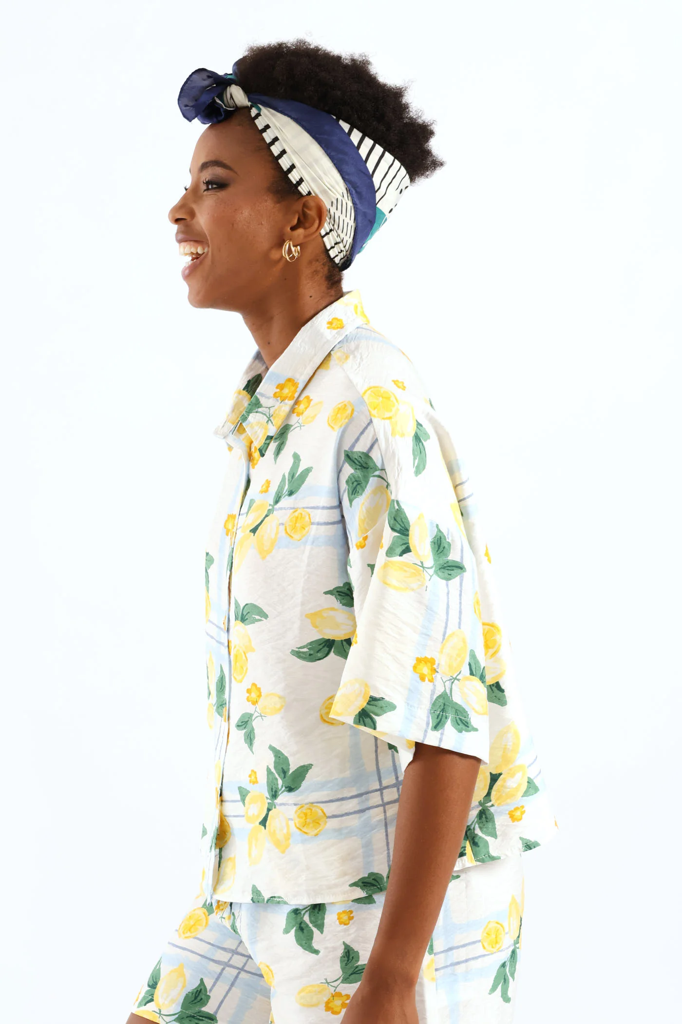 Pocket Boxy Relaxed Shirt - White/Light Blue - Image 3