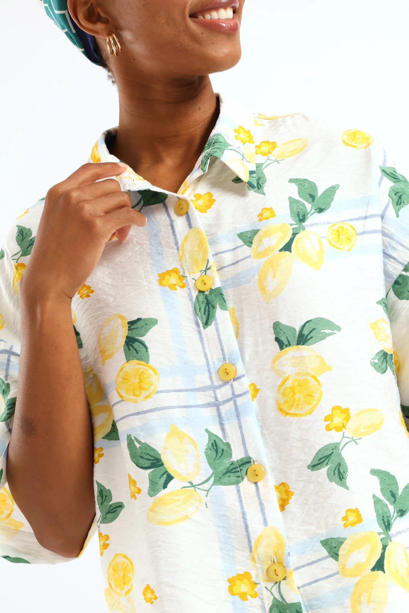 Pocket Boxy Relaxed Shirt - White/Light Blue - Image 4