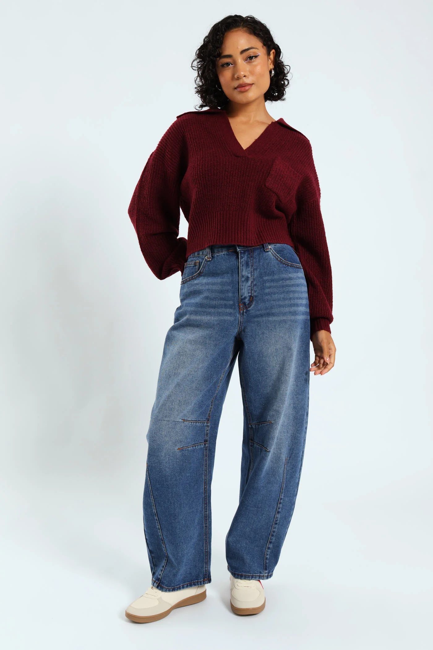 Pocket Collar Knitwear - Burgundy - Image 5