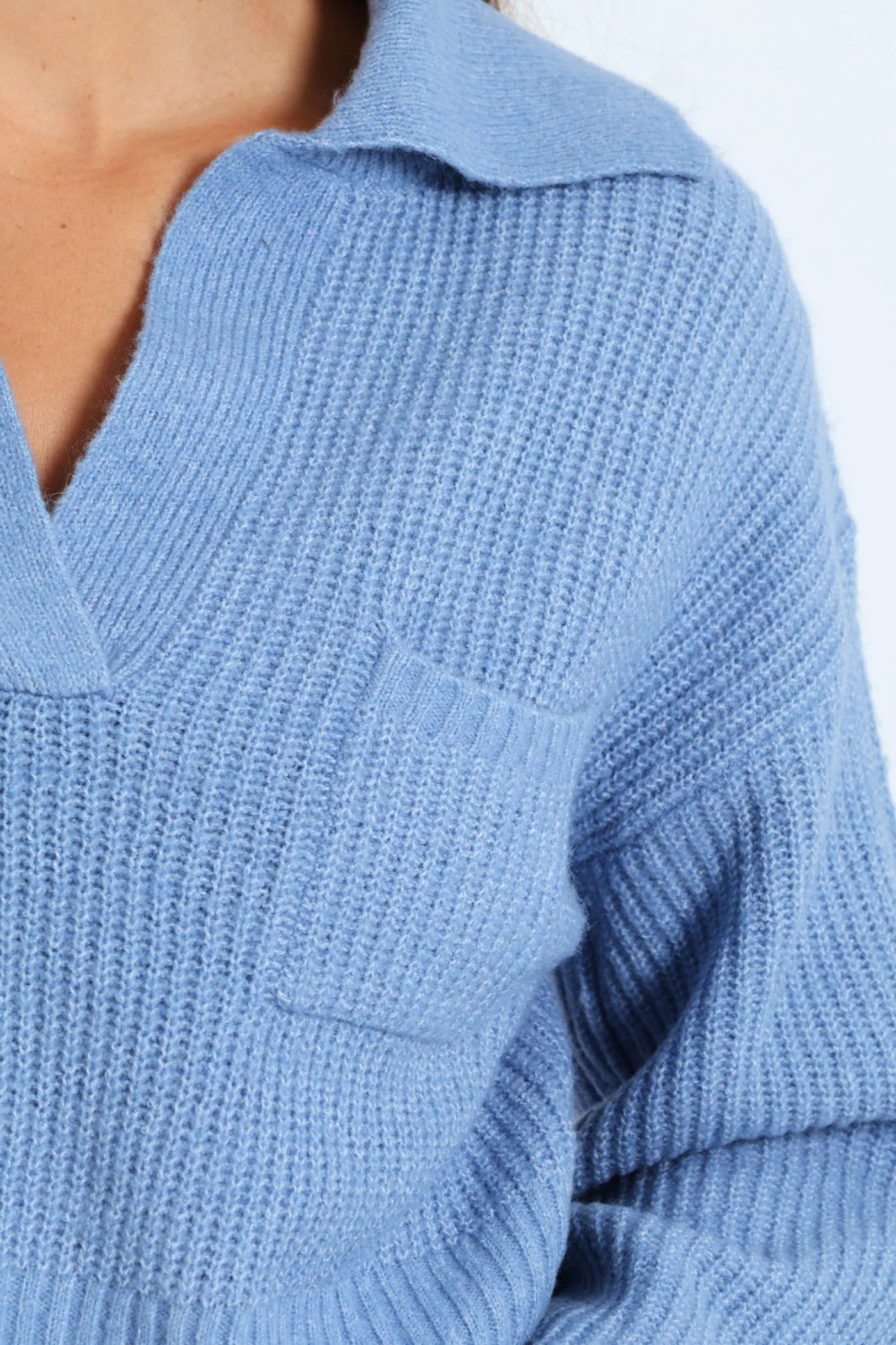 Pocket Collar Knitwear - Light Blue - Image 2