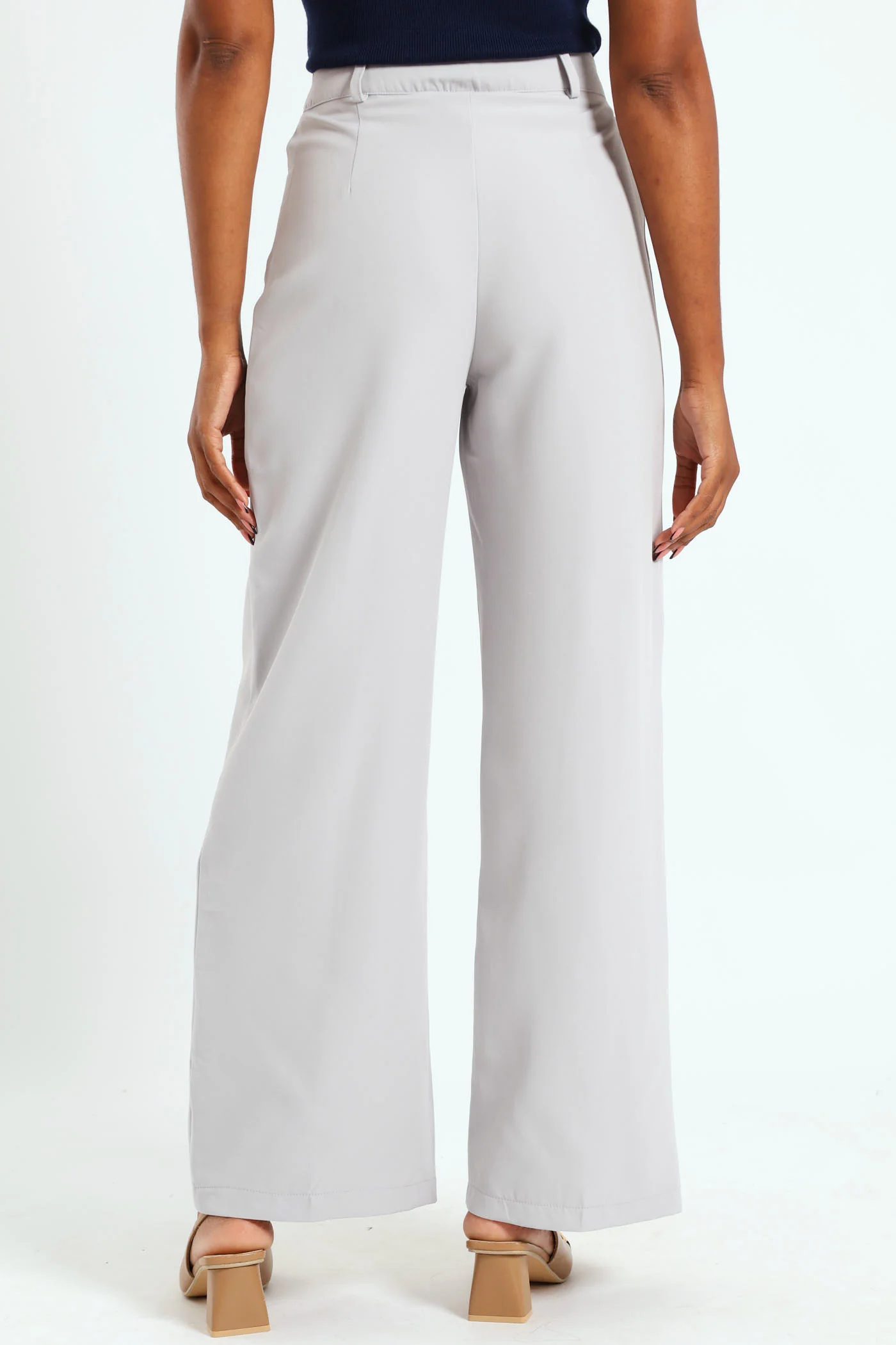 Pocket Detail Seam Wide Pant - Grey - Image 4