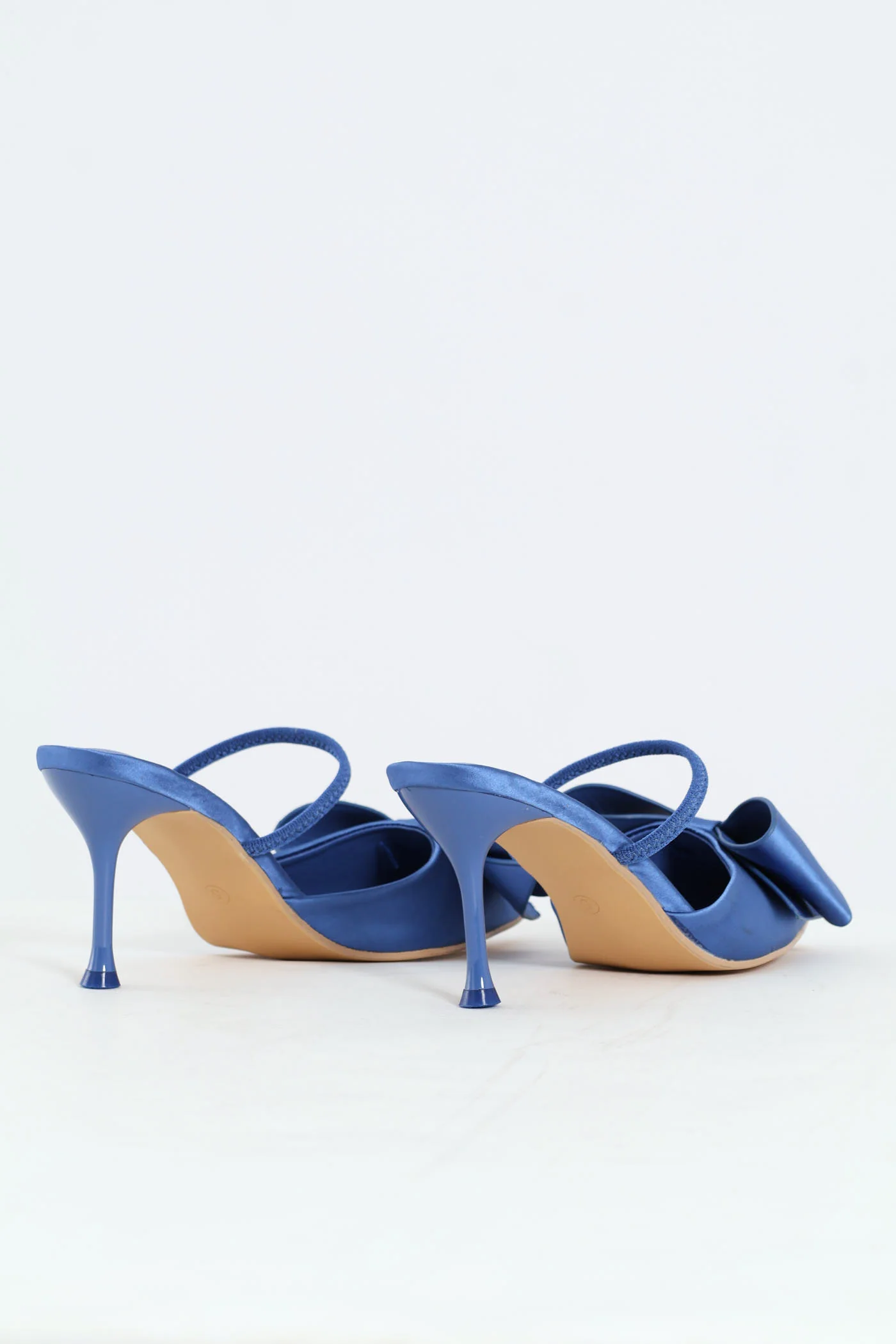 Pointed Big Bow Detail Stiletto Heel - Blue - Image 3
