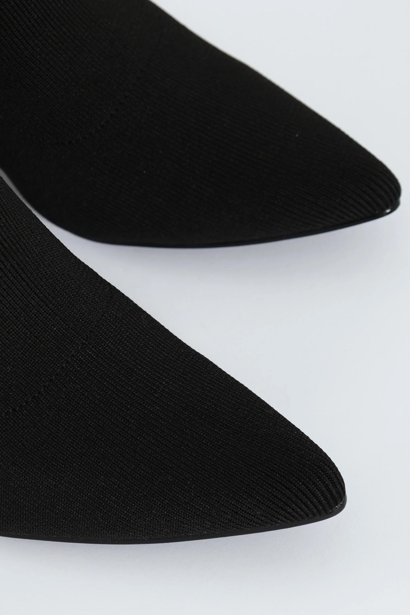Pointed Block Heel Sock Ankle Boot - Black - Image 6