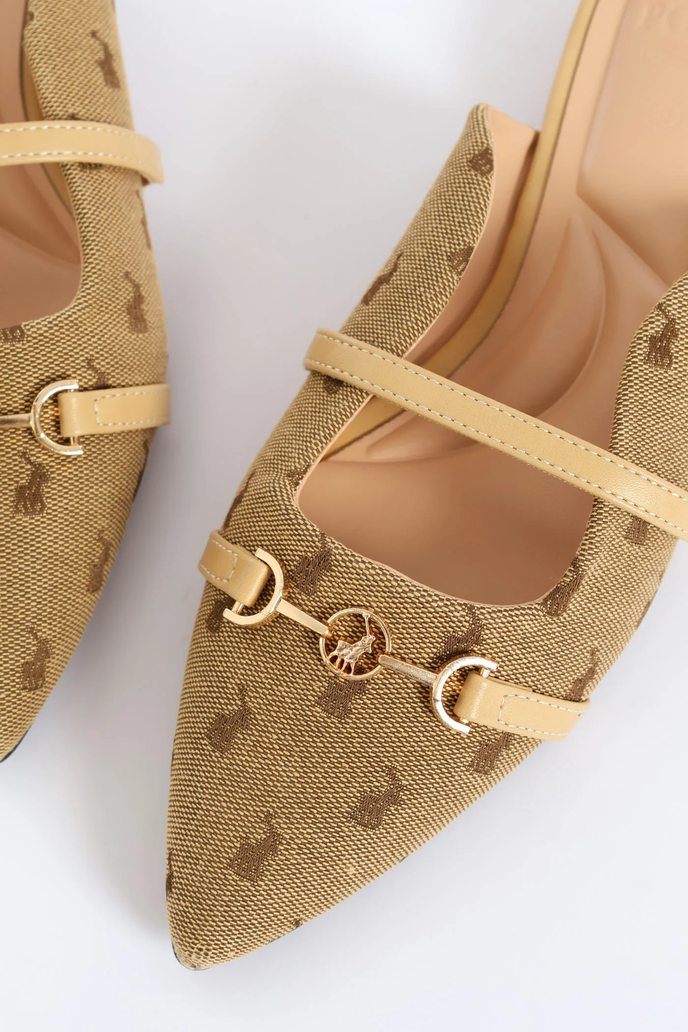 Pointed Jacquard Mule Sandal - Stone - Image 2