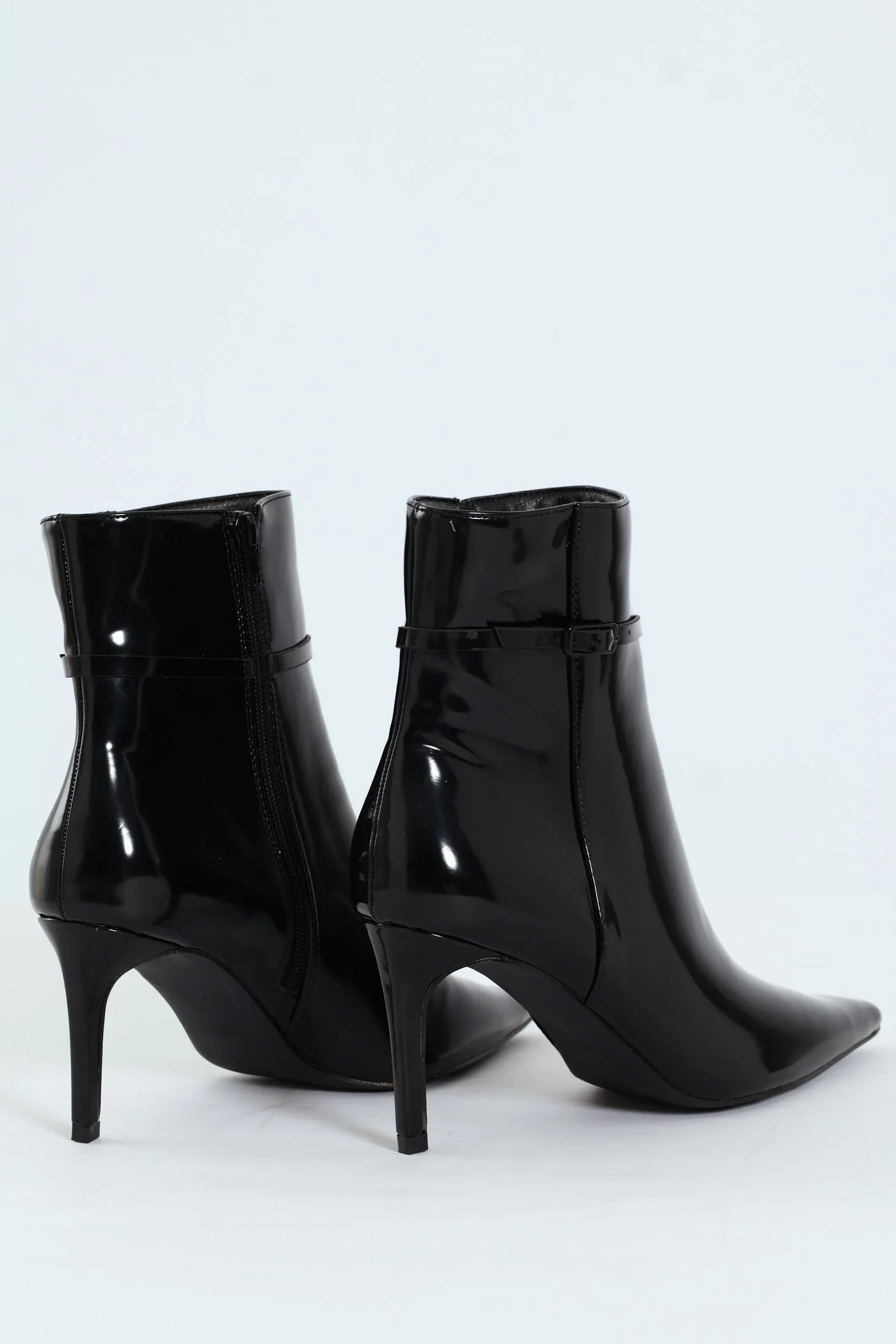 Pointed Self Colour Strap Ankle Boot - Black - Image 6
