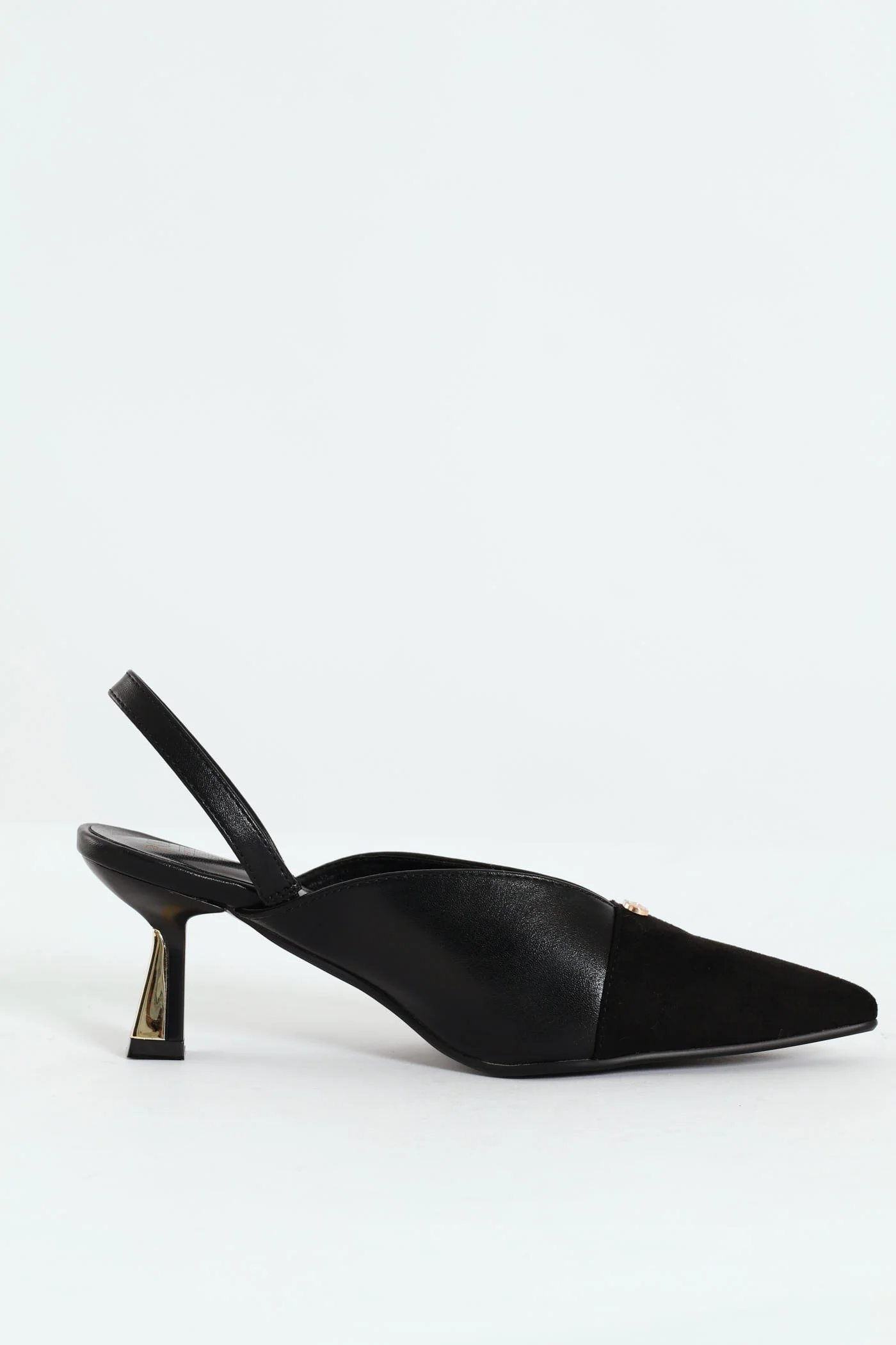 Pointed Slingback Kitten Heel - Black - Image 6