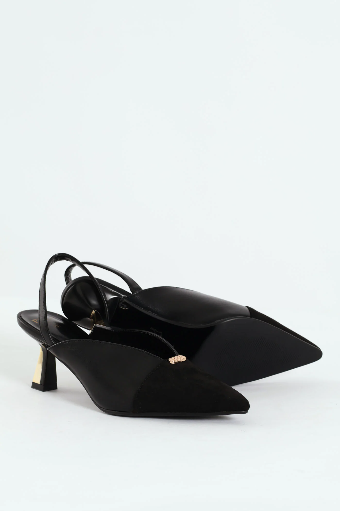 Pointed Slingback Kitten Heel - Black - Image 9
