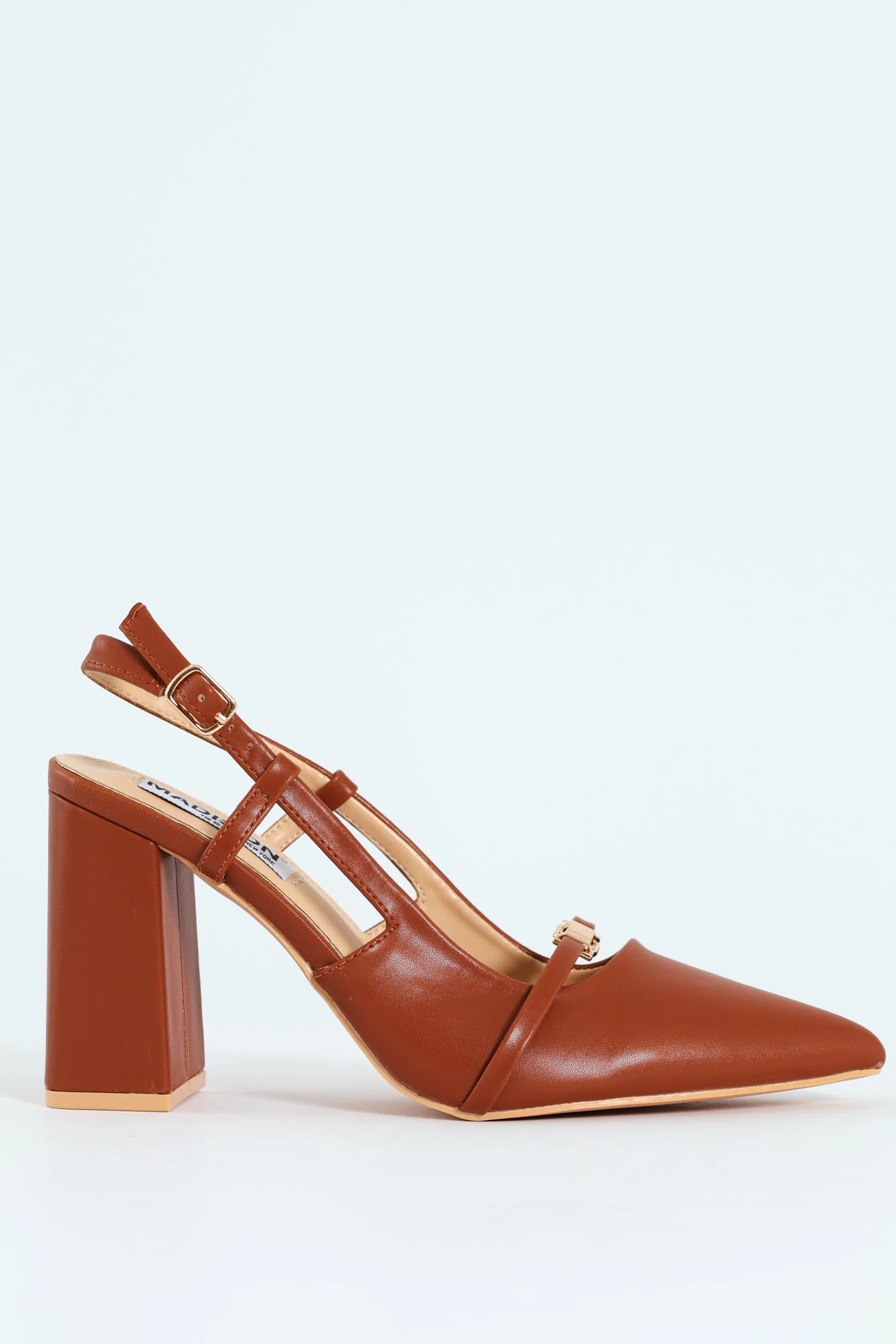 Pointed Toe Block Slingback Heel - Tan - Image 2