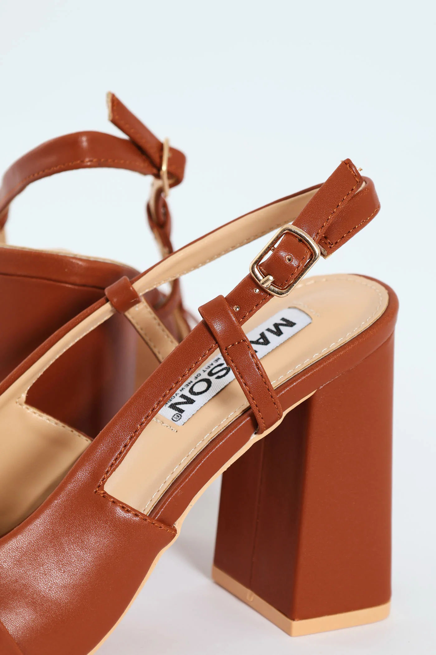 Pointed Toe Block Slingback Heel - Tan - Image 7