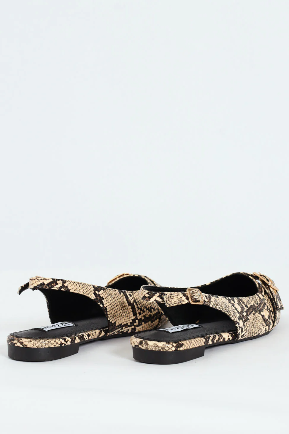 Pointed Toe Buckle Snake Print Sling Back - Image 4