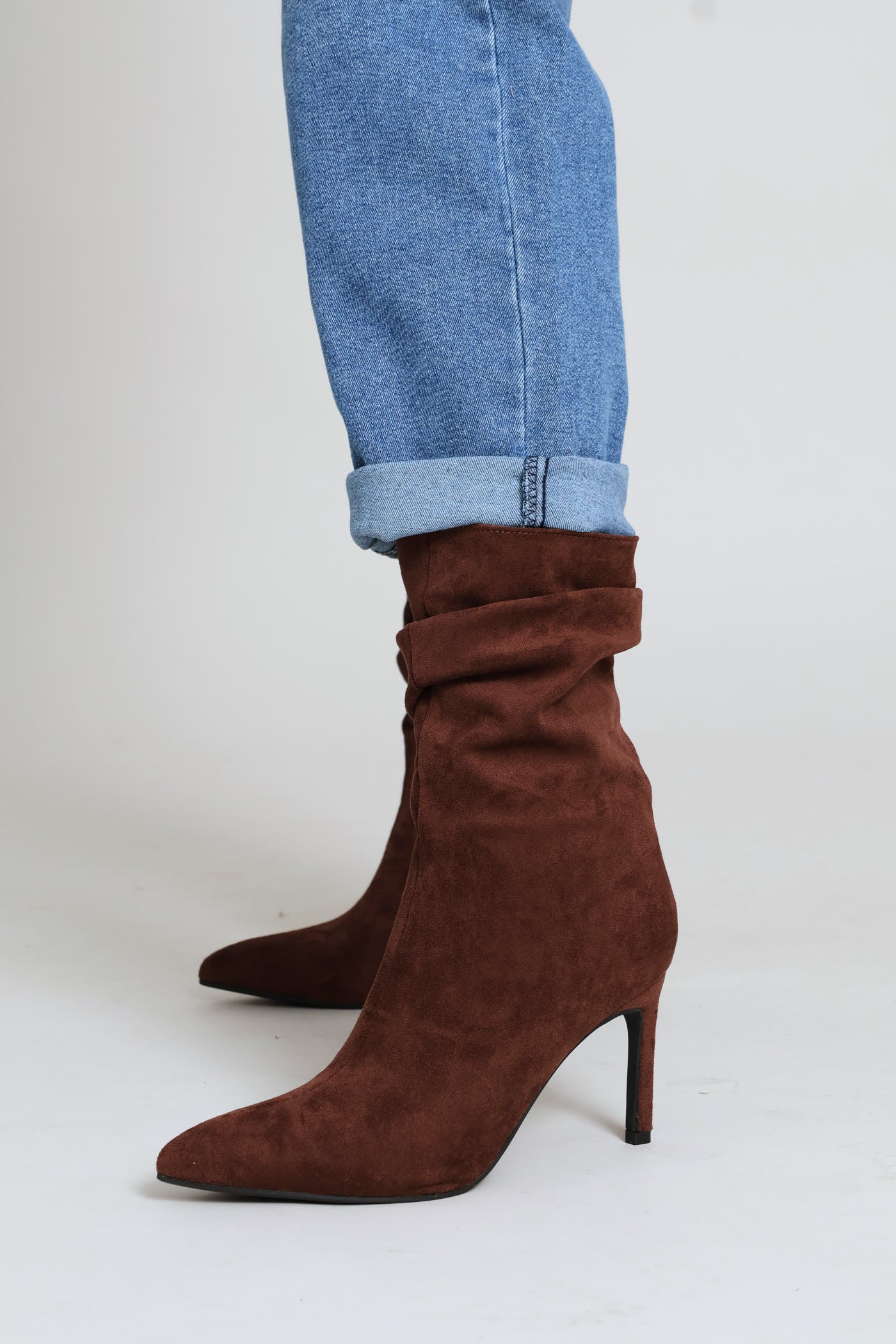 Pointed Toe Shuffle Stiletto Boot - Brown - Image 2