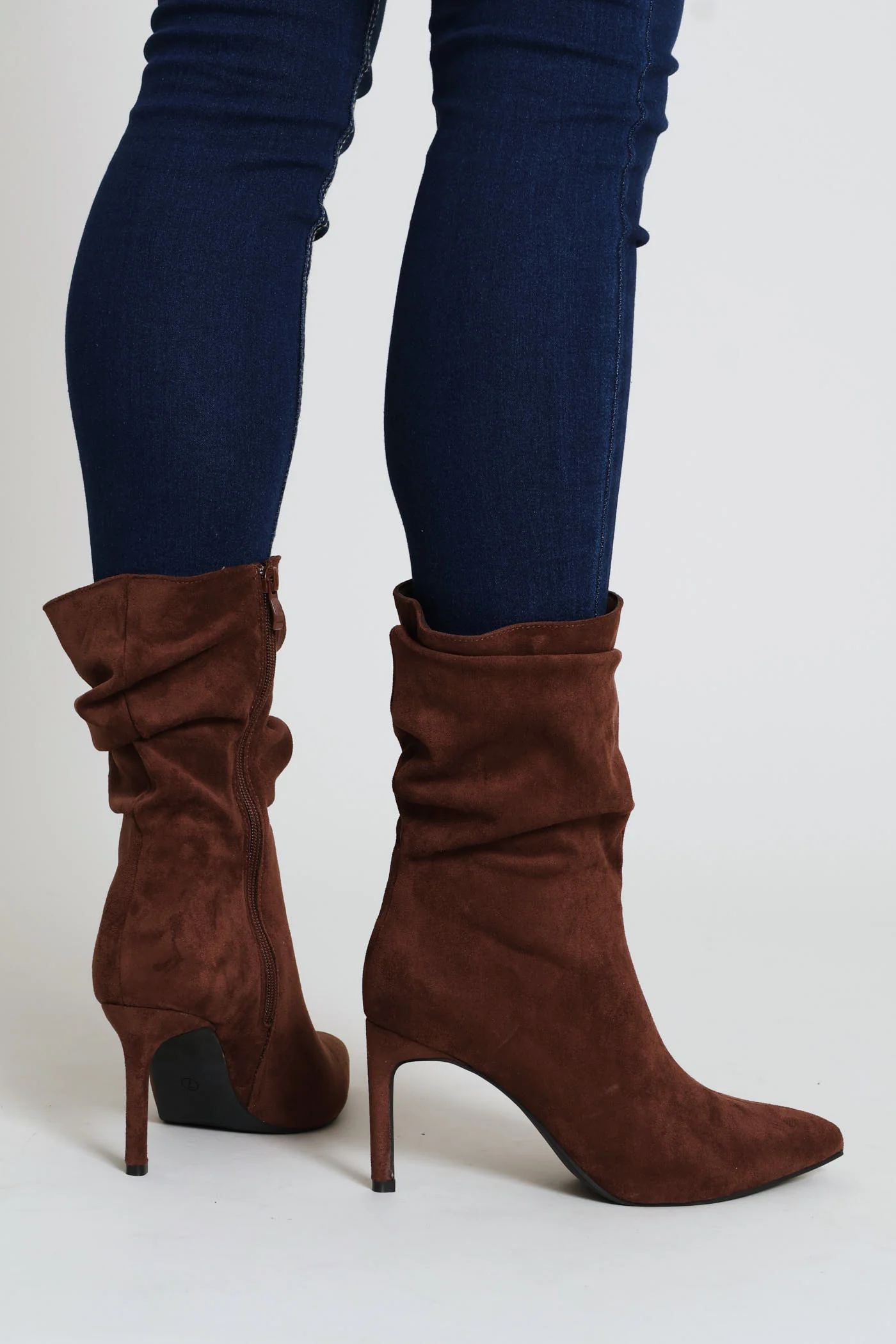 Pointed Toe Shuffle Stiletto Boot - Brown - Image 5