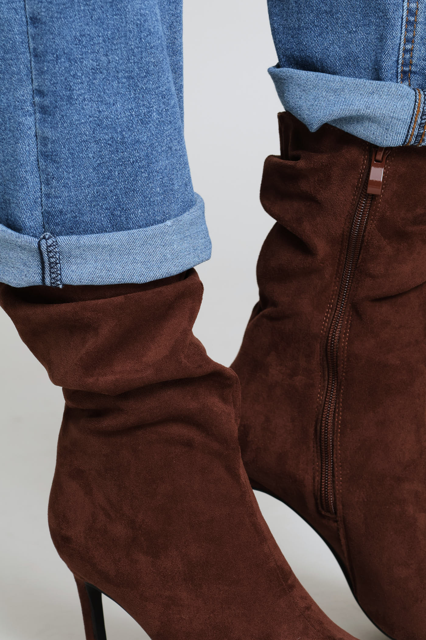 Pointed Toe Shuffle Stiletto Boot - Brown - Image 7