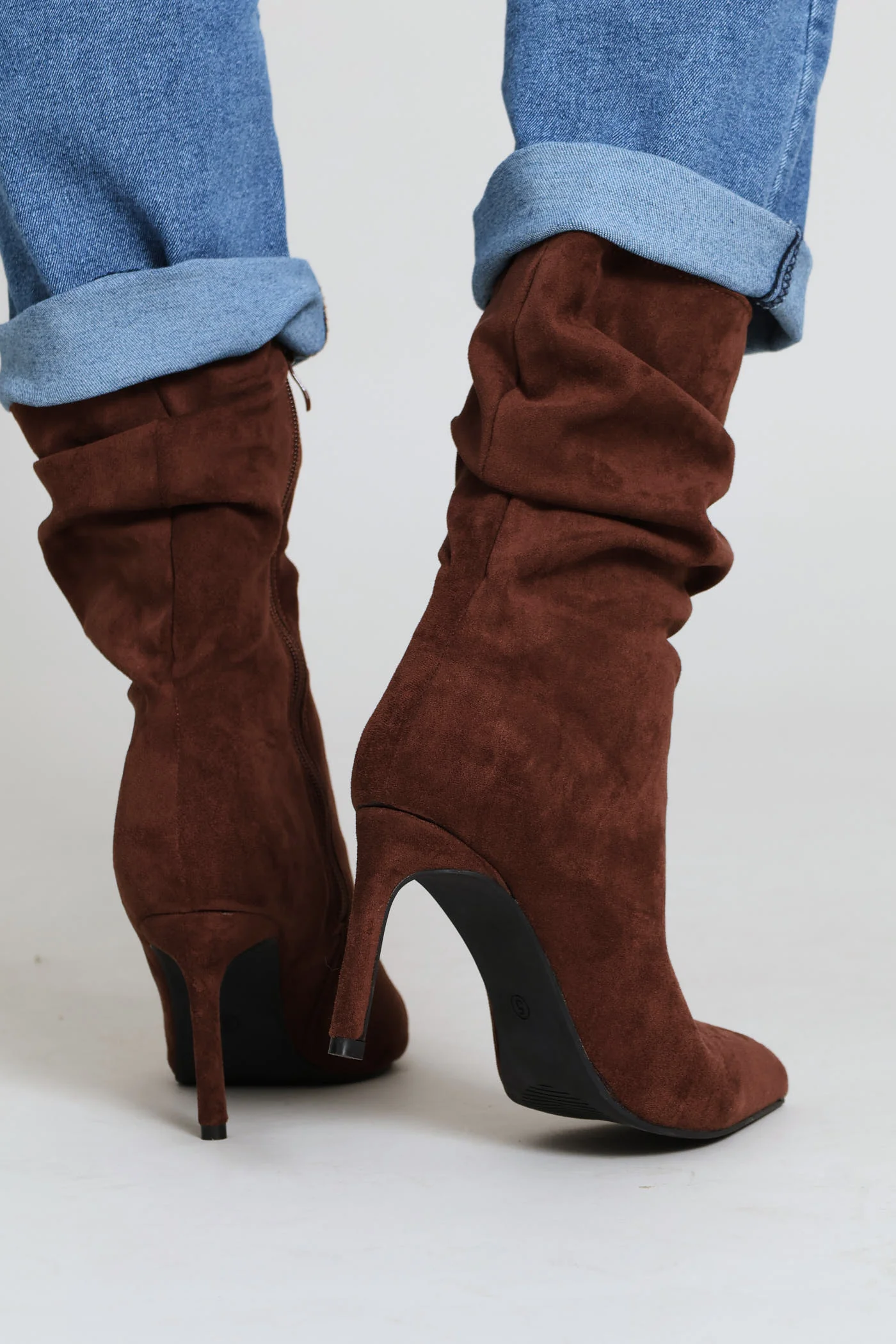 Pointed Toe Shuffle Stiletto Boot - Brown - Image 8