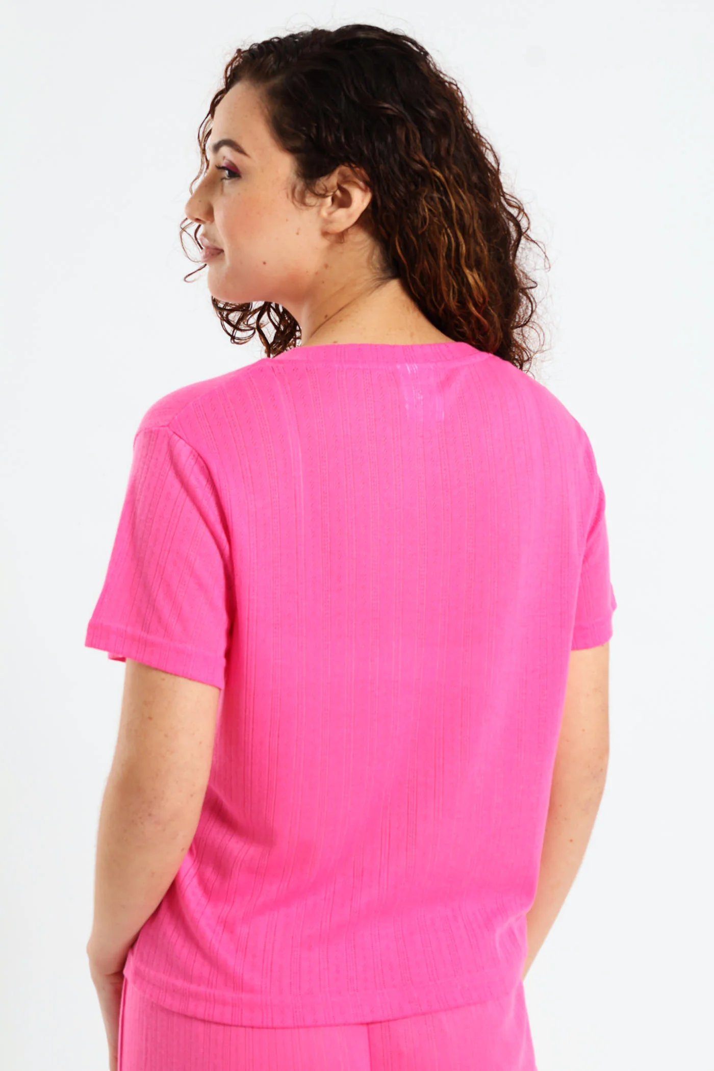 Pointelle Tee - Pink - Image 4