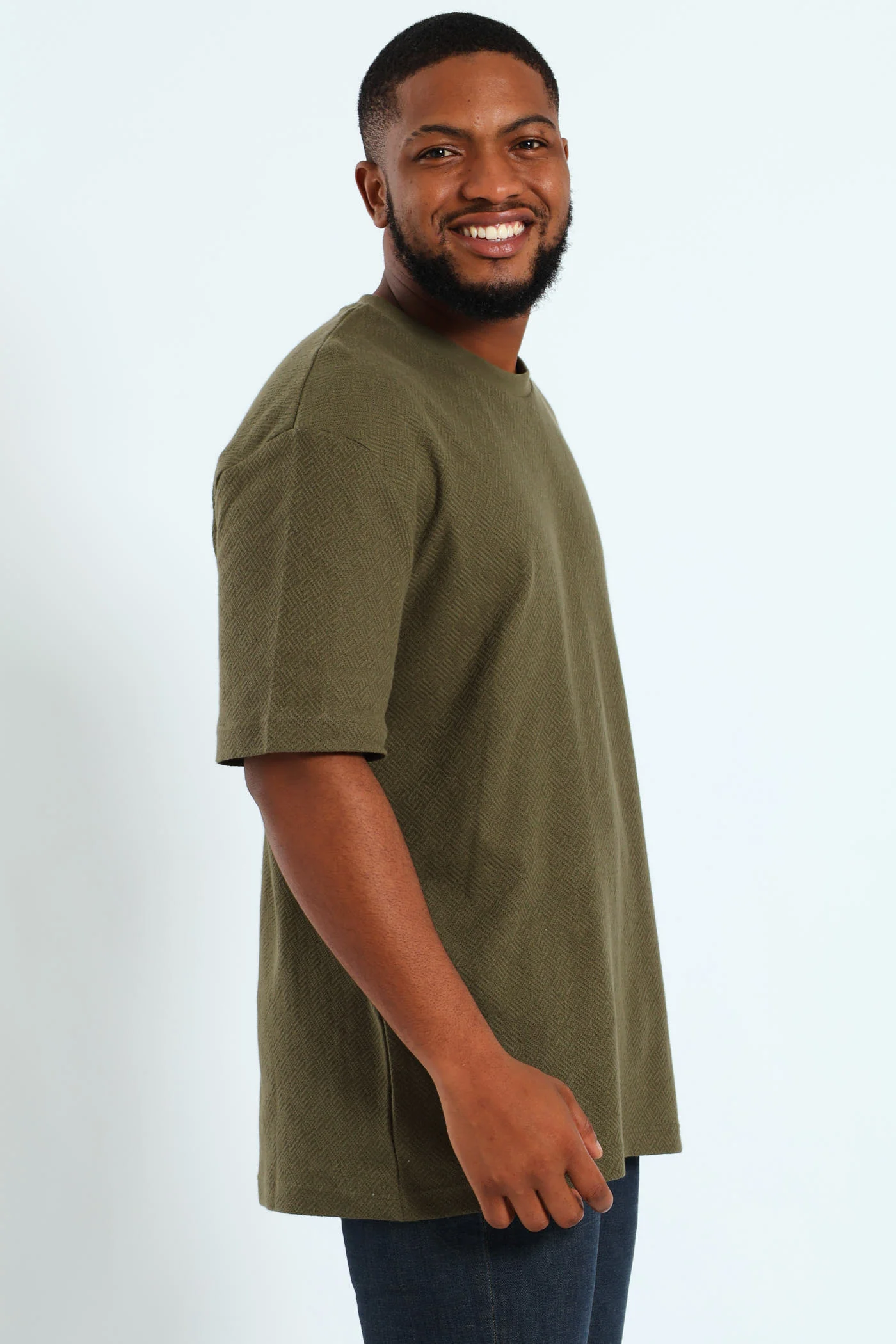 Pointelle Textured Tee - Fatigue - Image 2