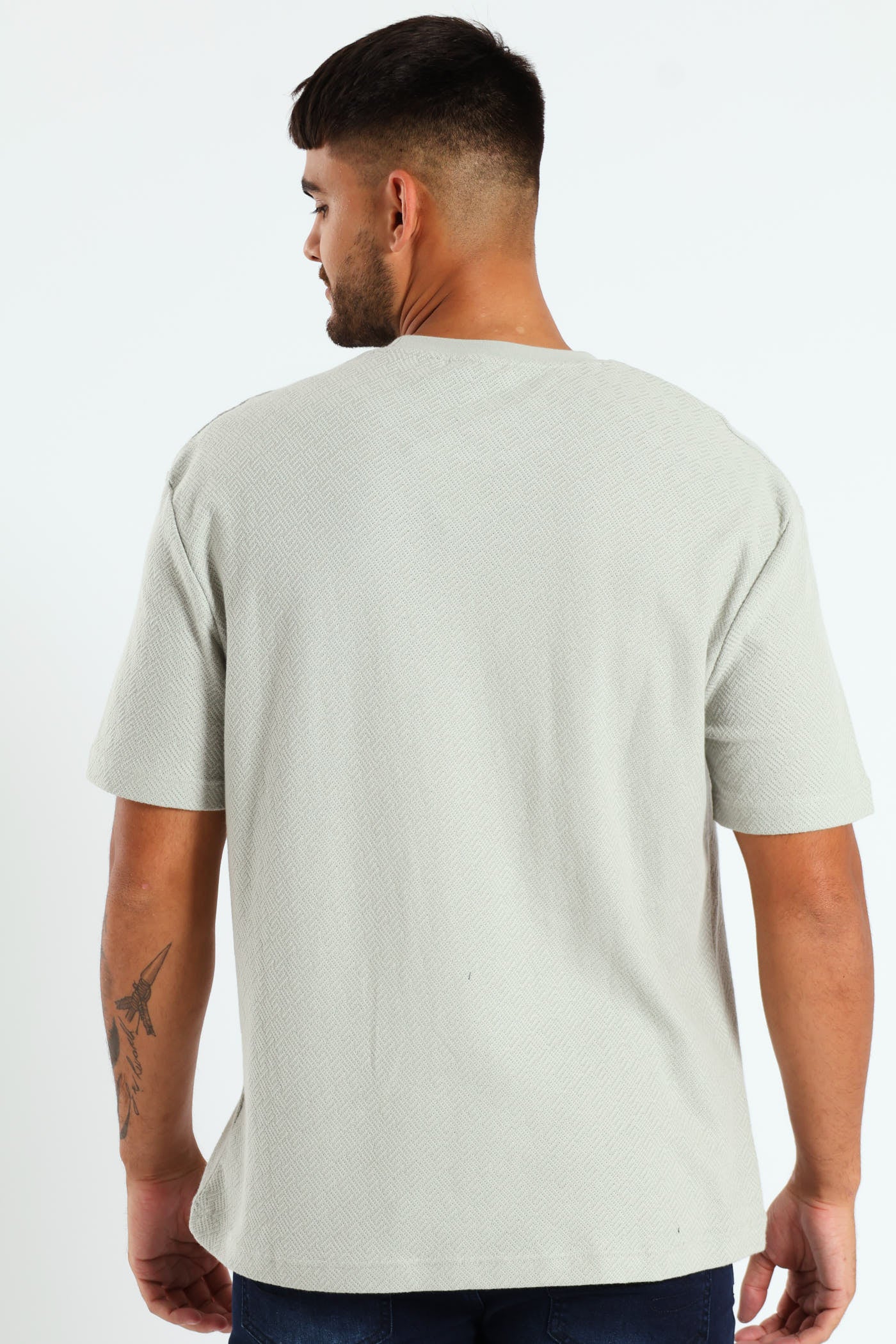 Pointelle Textured Tee - Grey - Image 3