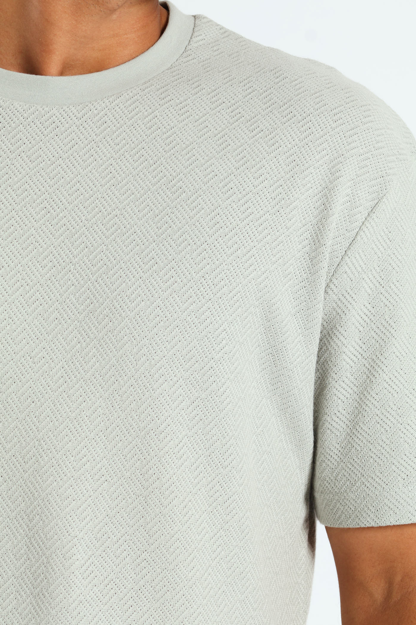 Pointelle Textured Tee - Grey - Image 4