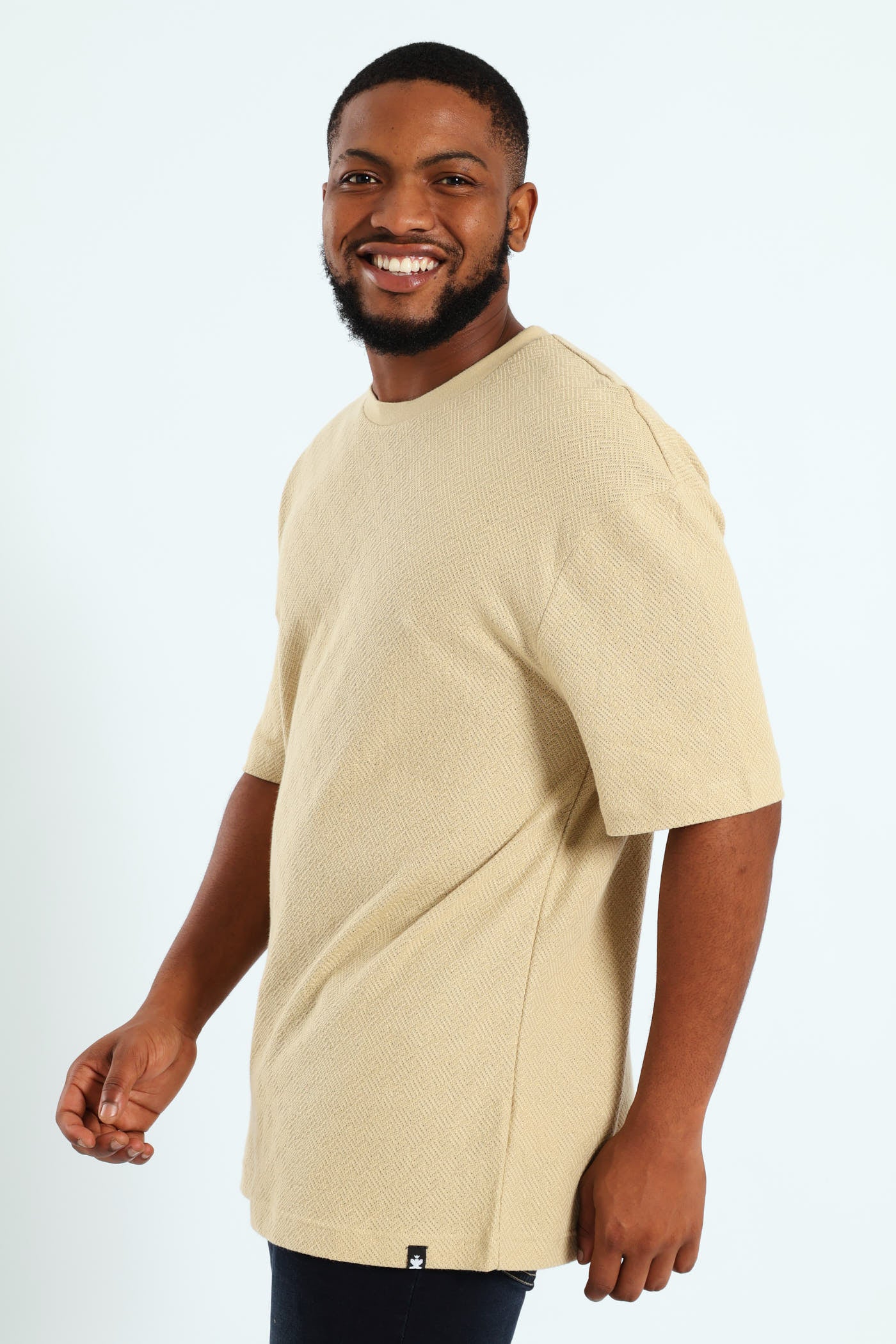 Pointelle Textured Tee - Stone - Image 2