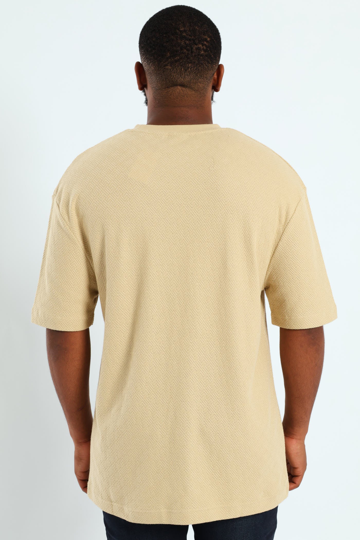 Pointelle Textured Tee - Stone - Image 3