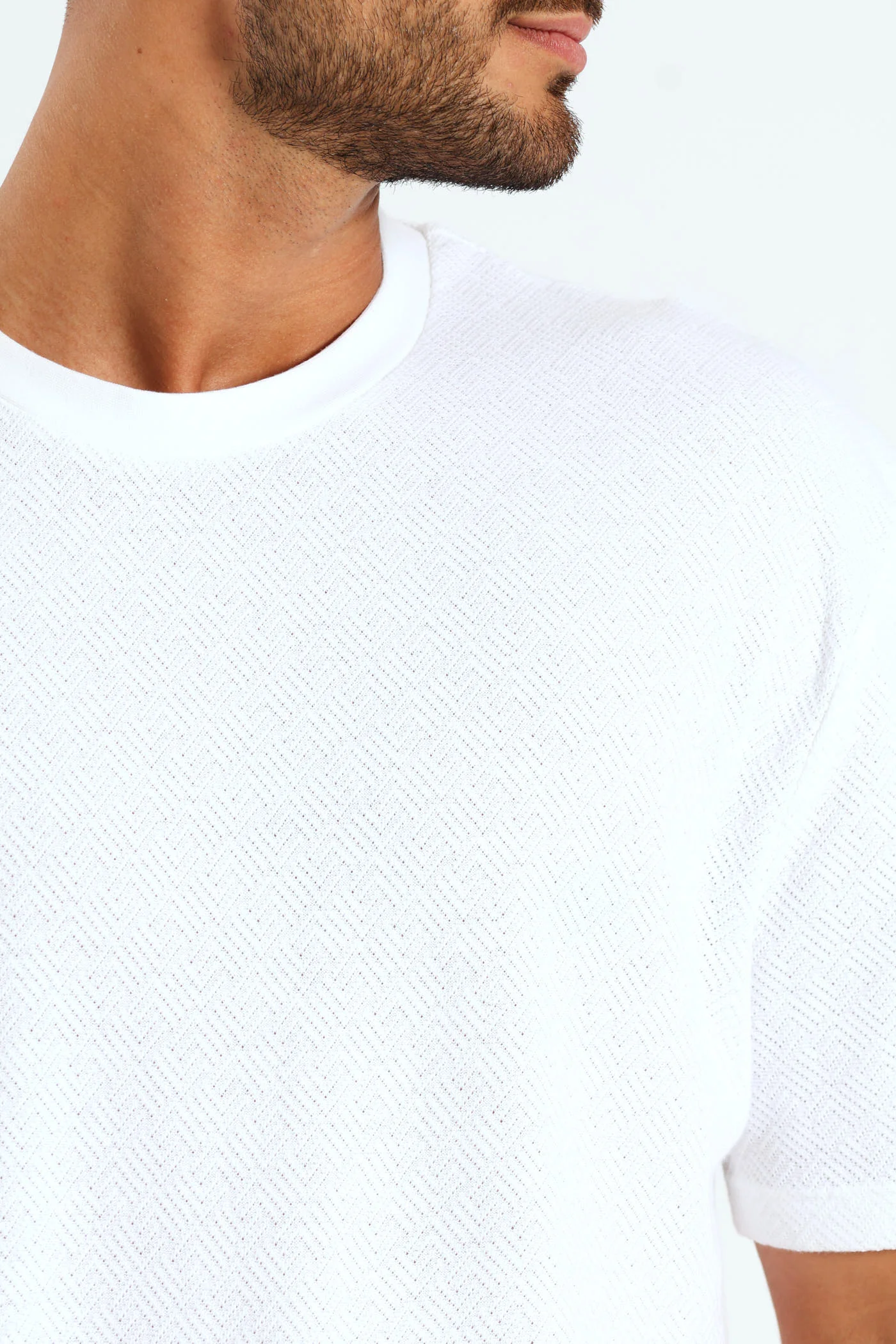 Pointelle Textured Tee - White - Image 4