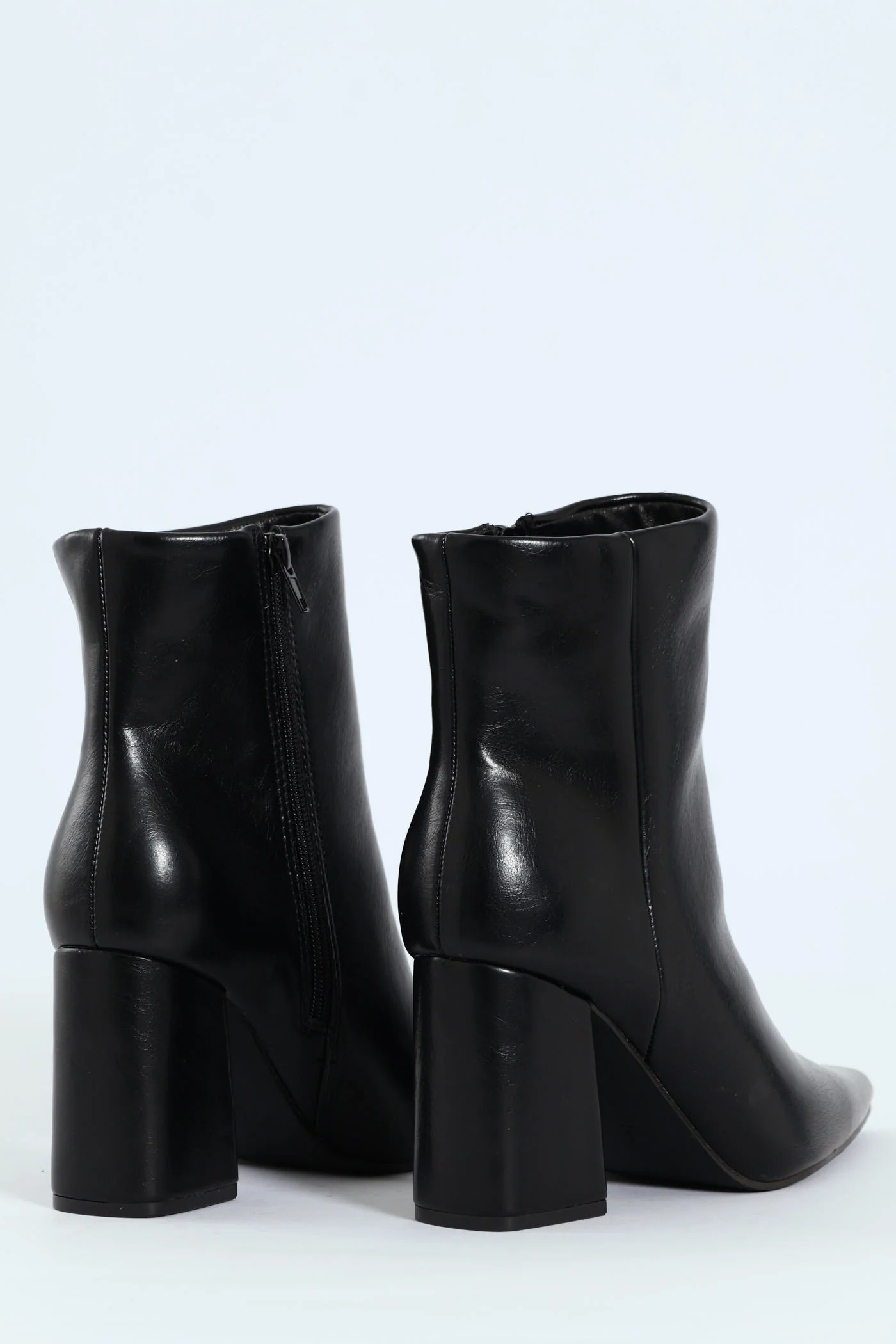 Pointy Block Heel Ankle Boot - Black - Image 4