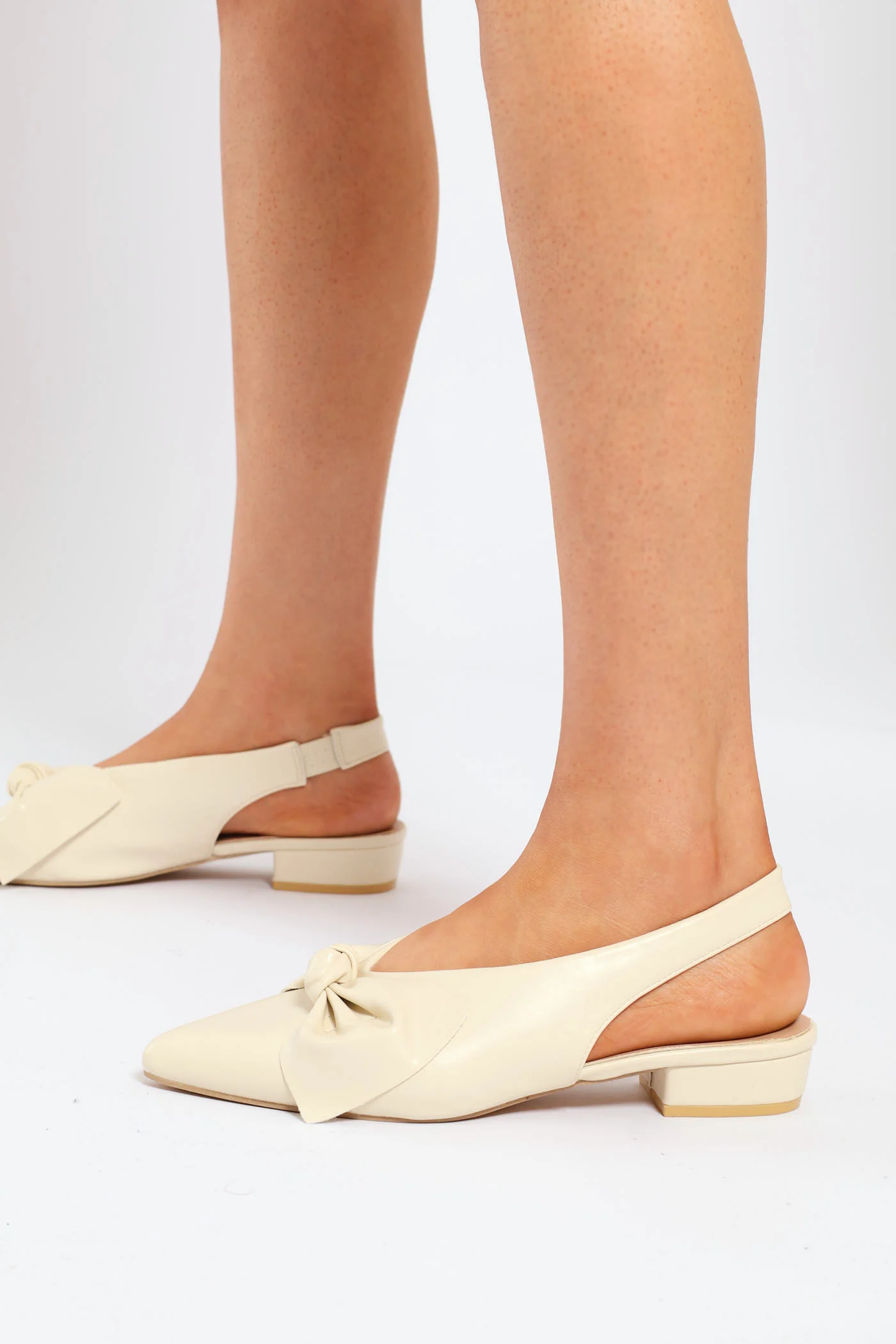 Pointy Bow Slingback Mule - Stone - Image 3