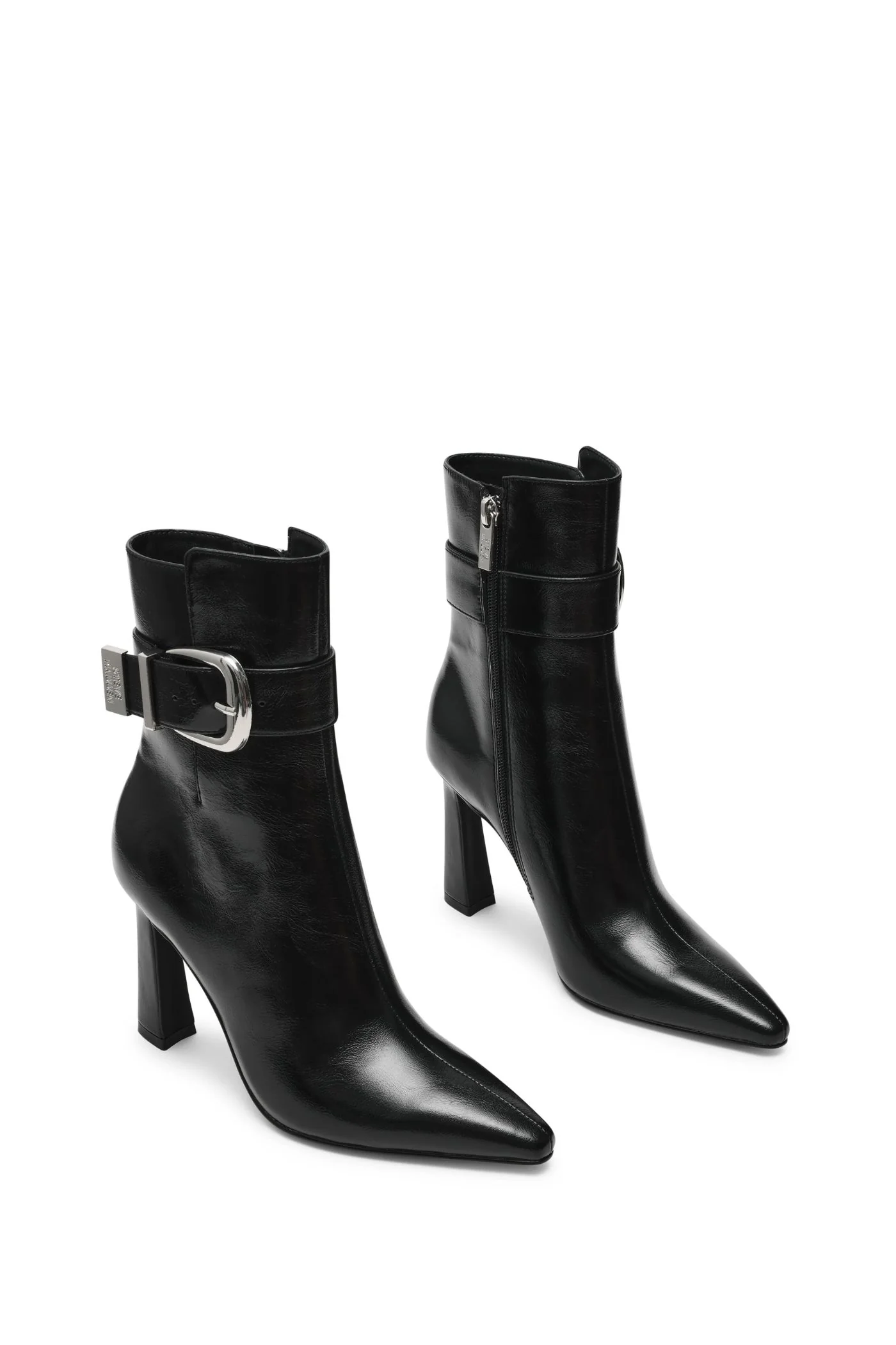 Pointy Buckle Heel Boot - Black - Image 3