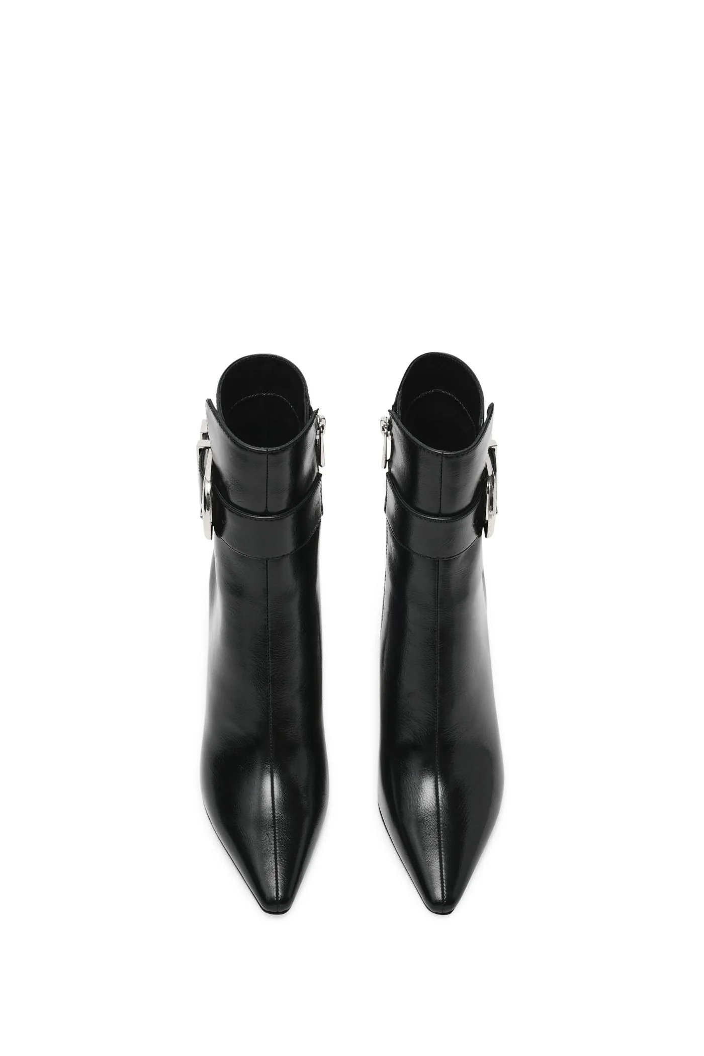 Pointy Buckle Heel Boot - Black - Image 6