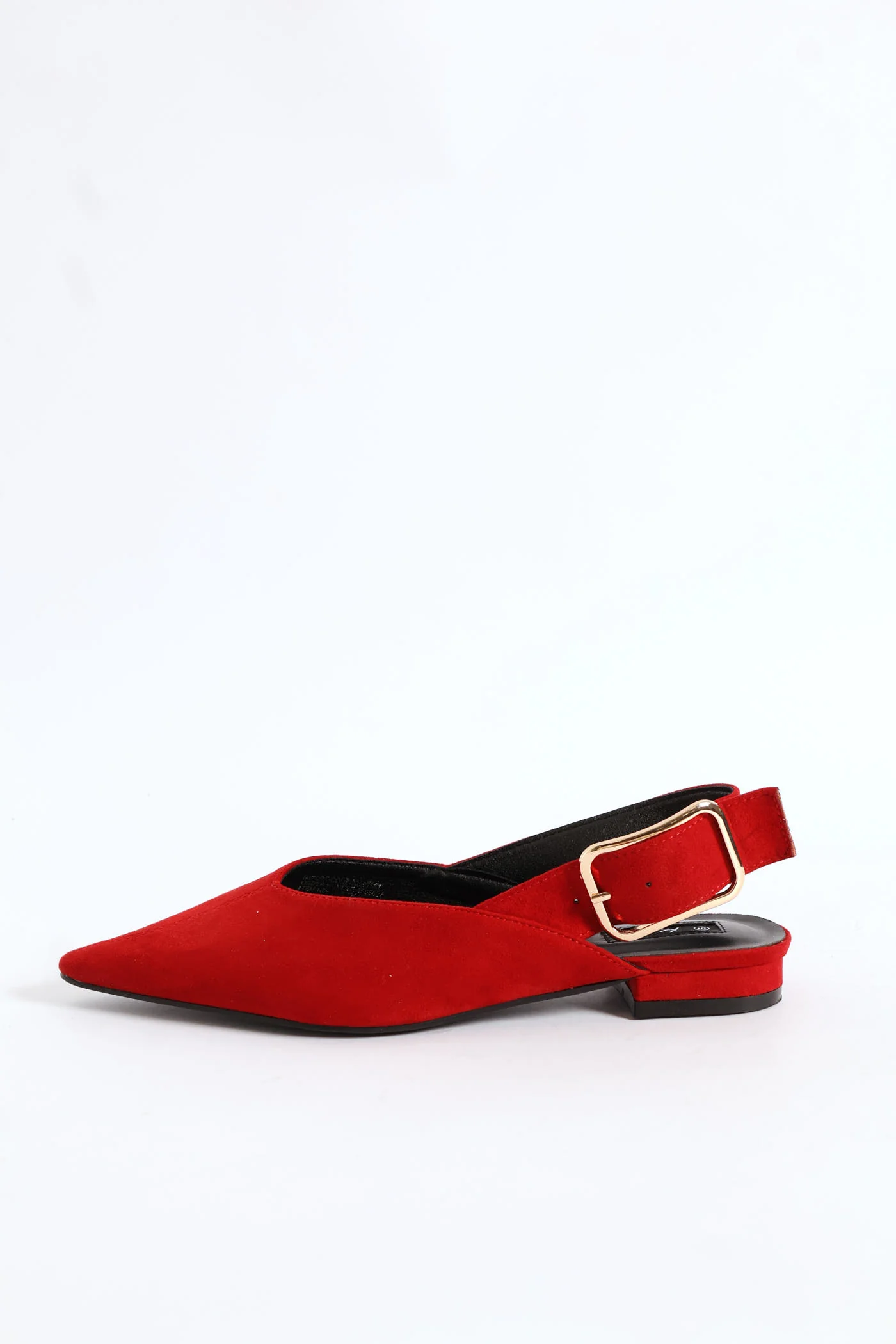 Pointy Buckled Strap V-Cut Mule Slingback - Dark Red - Image 3