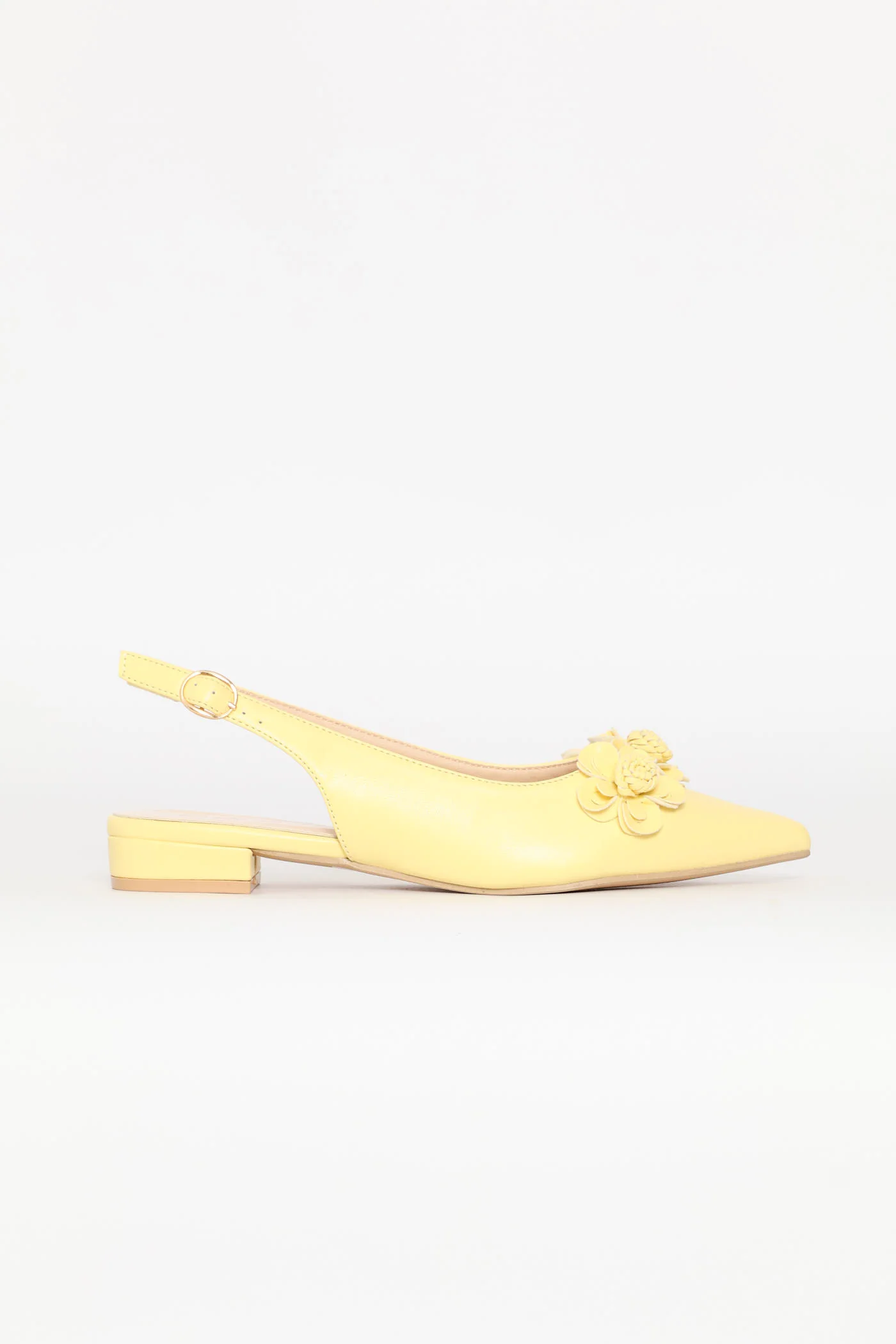 Pointy Croc Flower Slingback - Light Yellow - Image 3